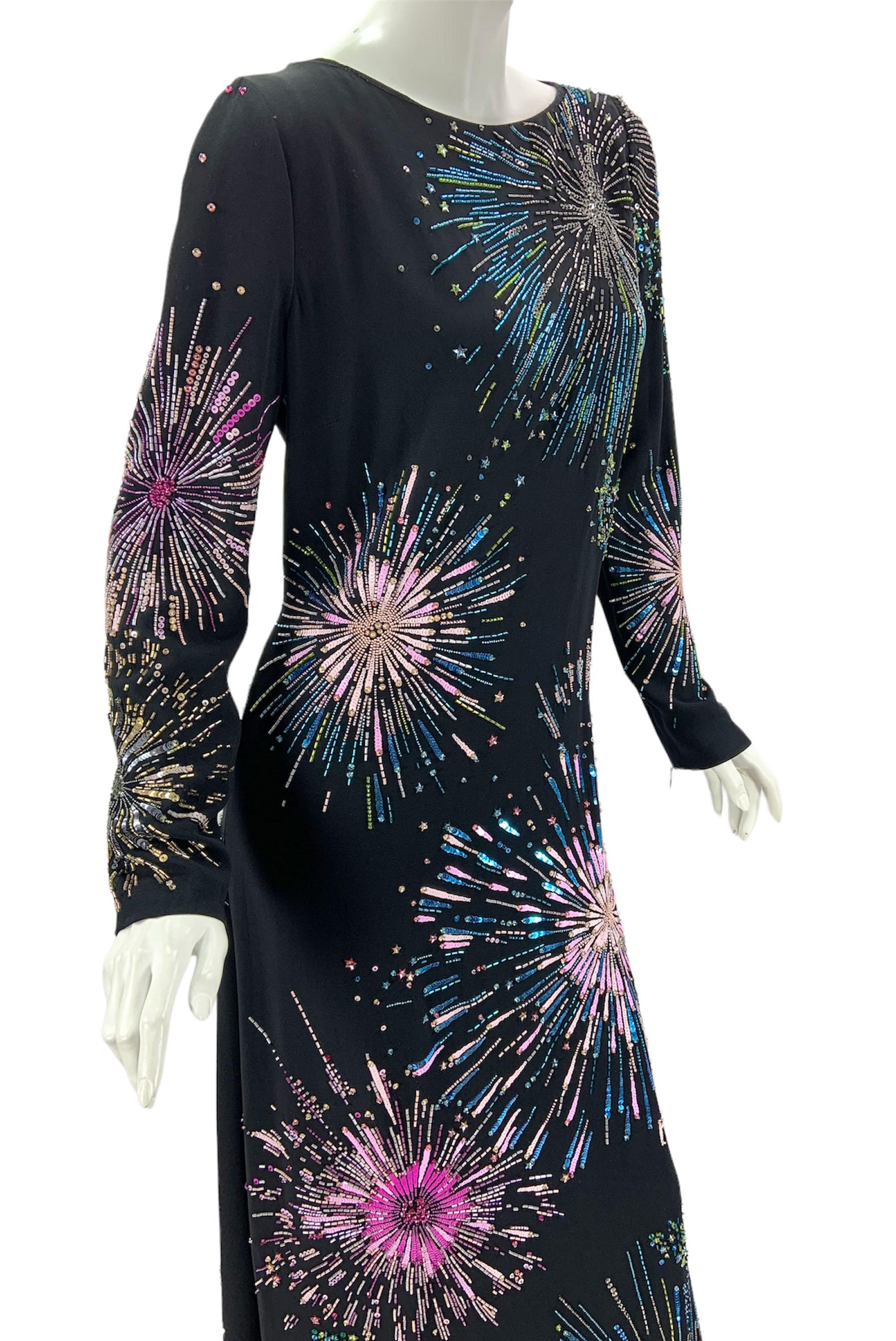 Roberto Cavalli *Firework* Fully Embellished Black Dress Gown It 46 - US 10/12 For Sale 2