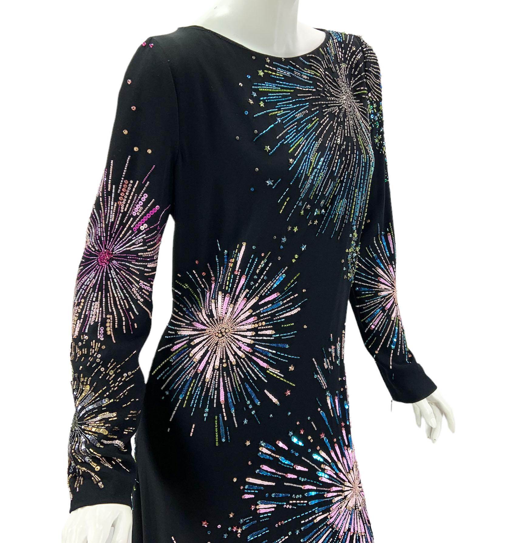 Roberto Cavalli *Firework* Fully Embellished Black Dress Gown It 46 - US 10/12 For Sale 4