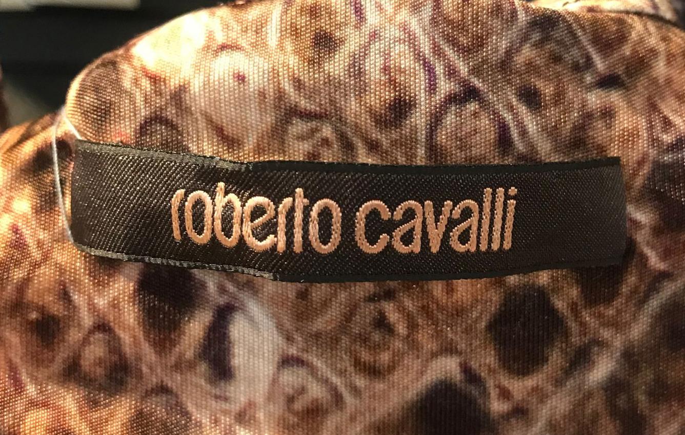 Beige  Roberto Cavalli Floor-length dress with snake print sz EU 42