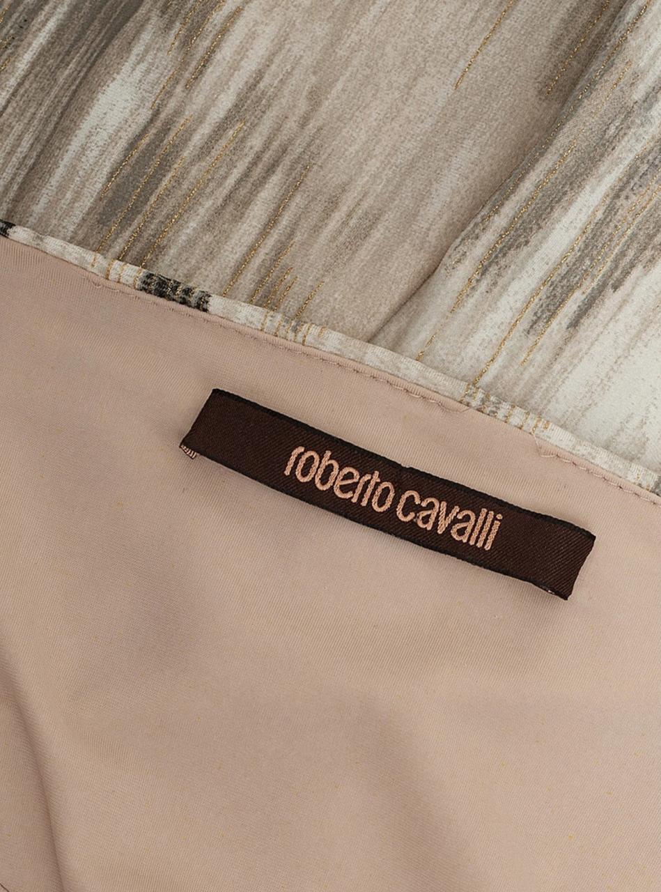 ROBERTO CAVALLI FLOOR-LENGTH GRAY DRESS WITH ANIMAL PRINT sz IT 40 In Excellent Condition In Montgomery, TX