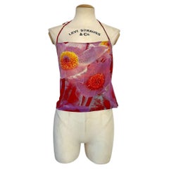 Roberto Cavalli Floral Crystal Mesh Halter Top, Spring/Summer 2000