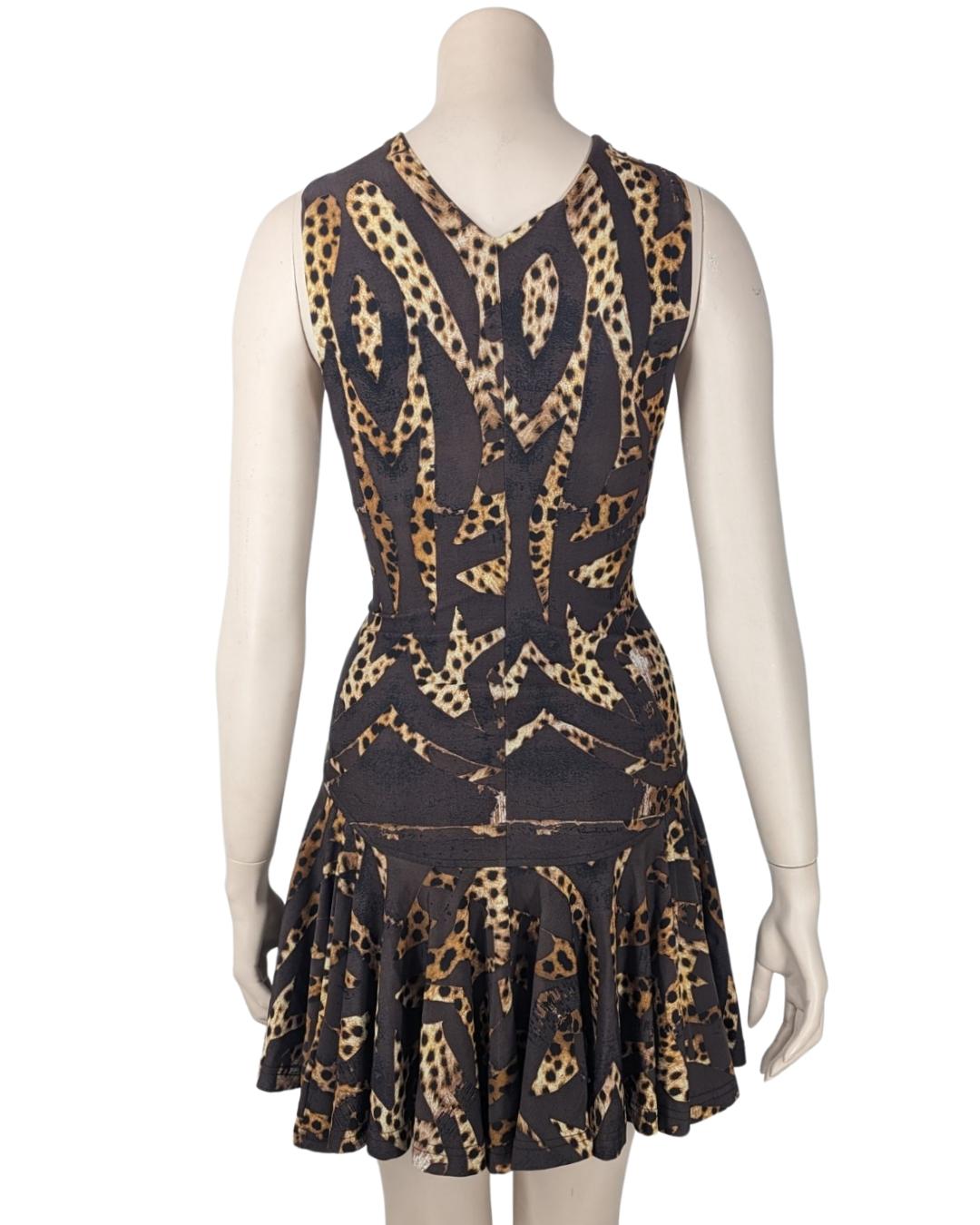 Women's Roberto Cavalli Floral Graphic and Animal Halter Mini Dress For Sale