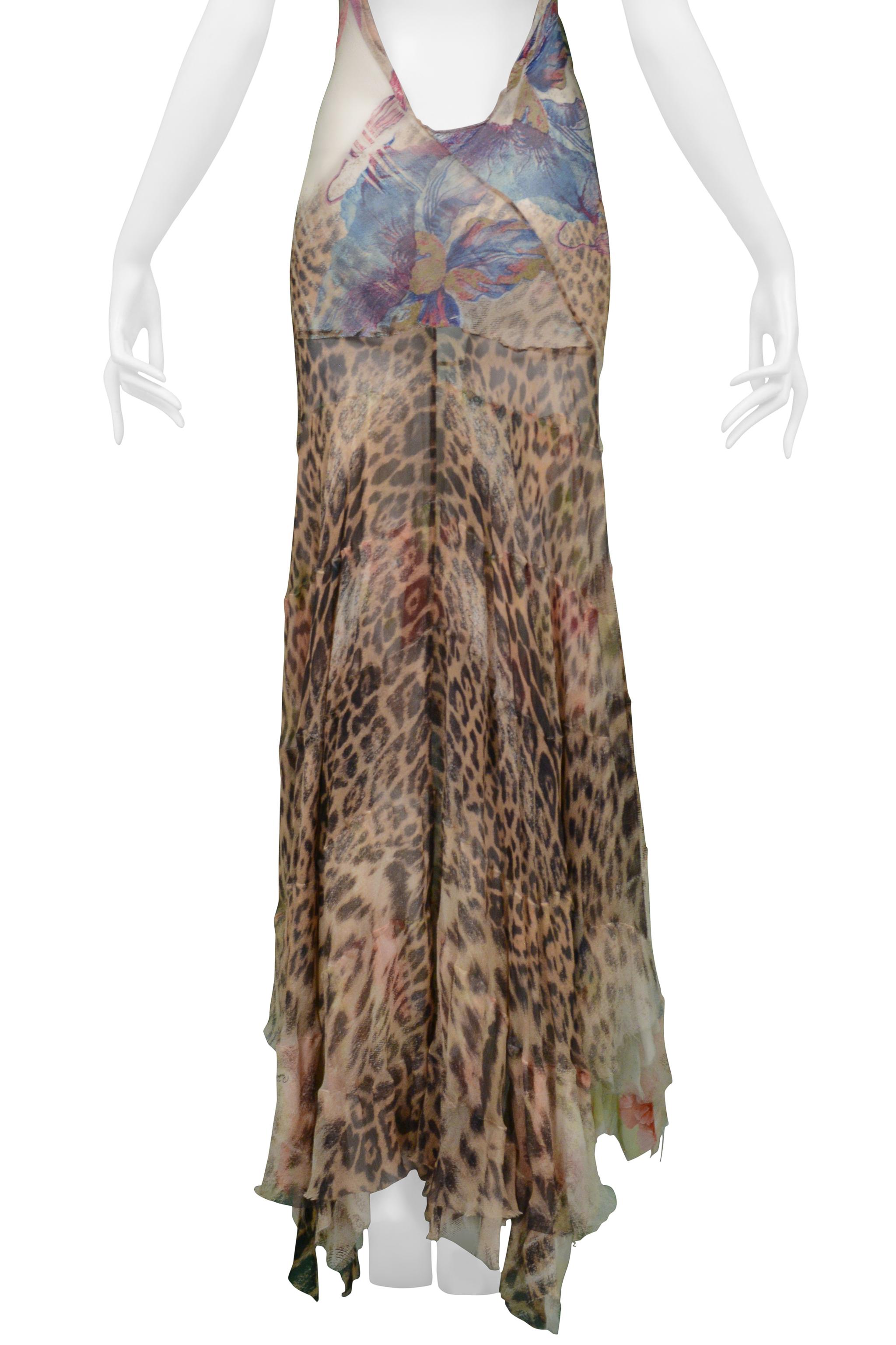 Roberto Cavalli Floral & Leopard Print Evening Gown 2002 5