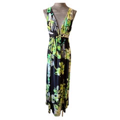 Roberto Cavalli Robe longue florale avec détails en serpent Jewel iconique - Taille L