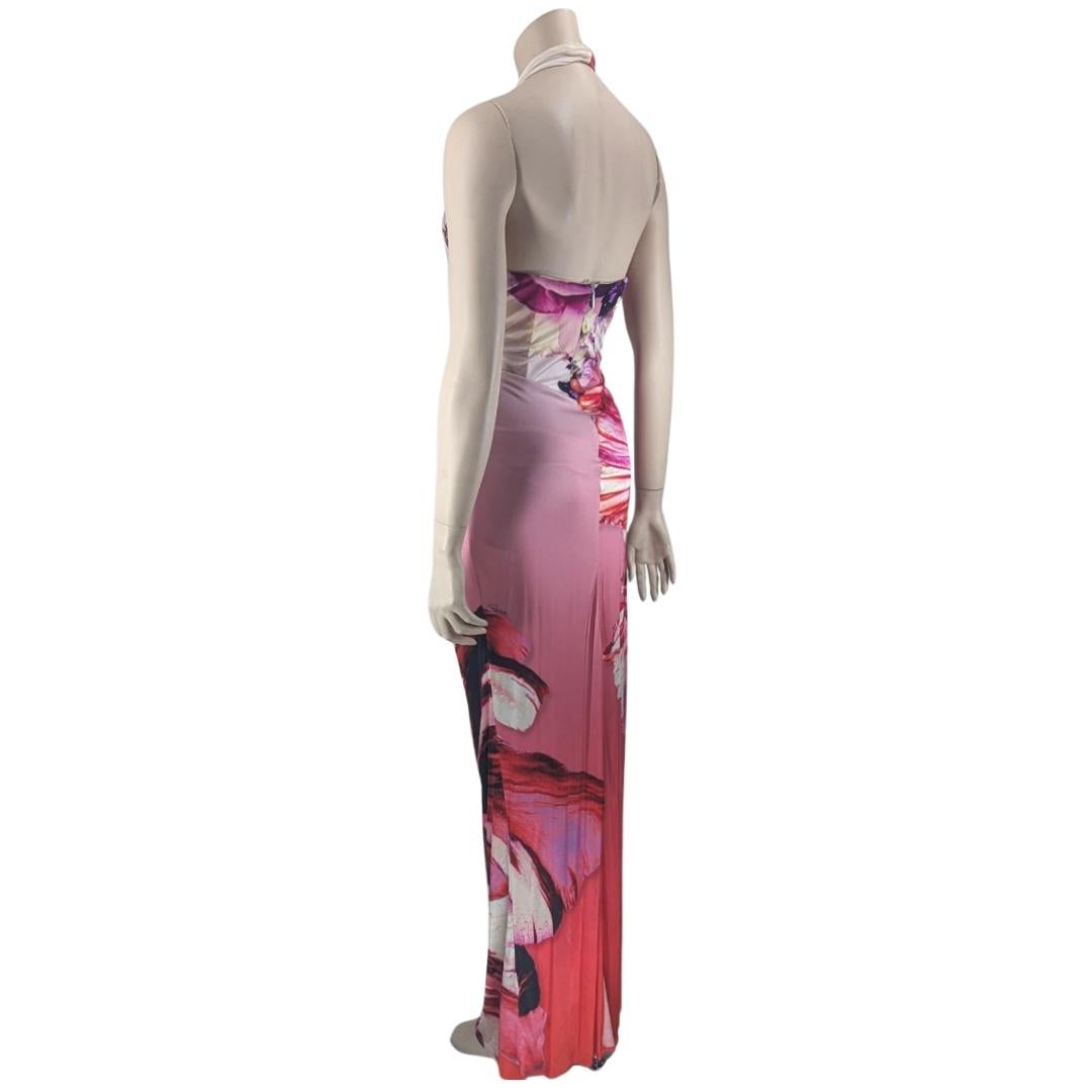 Roberto Cavalli Floral Print Halter Gown In Good Condition For Sale In GOUVIEUX, FR