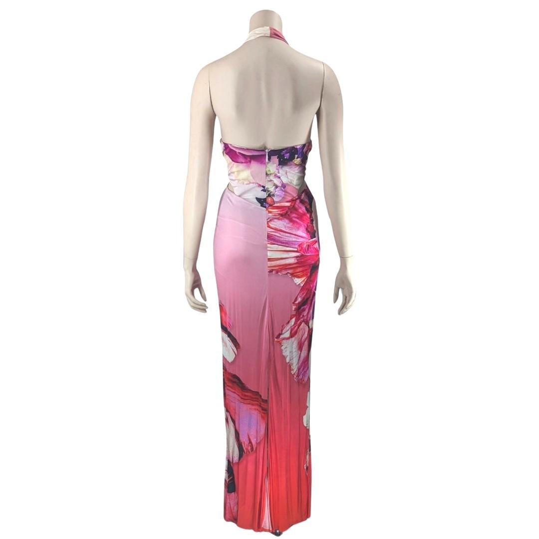 Women's Roberto Cavalli Floral Print Halter Gown For Sale