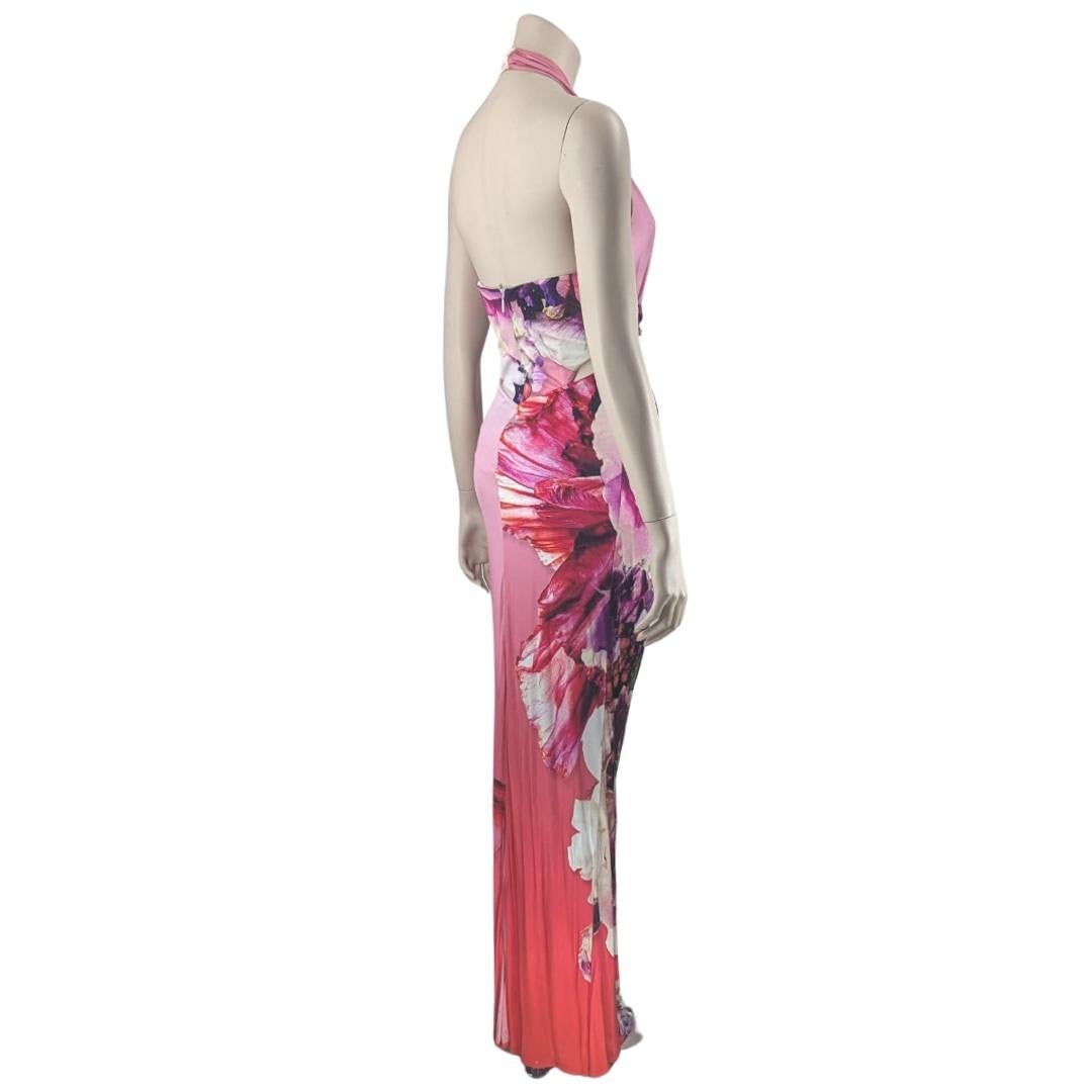 Roberto Cavalli Floral Print Halter Gown For Sale 1