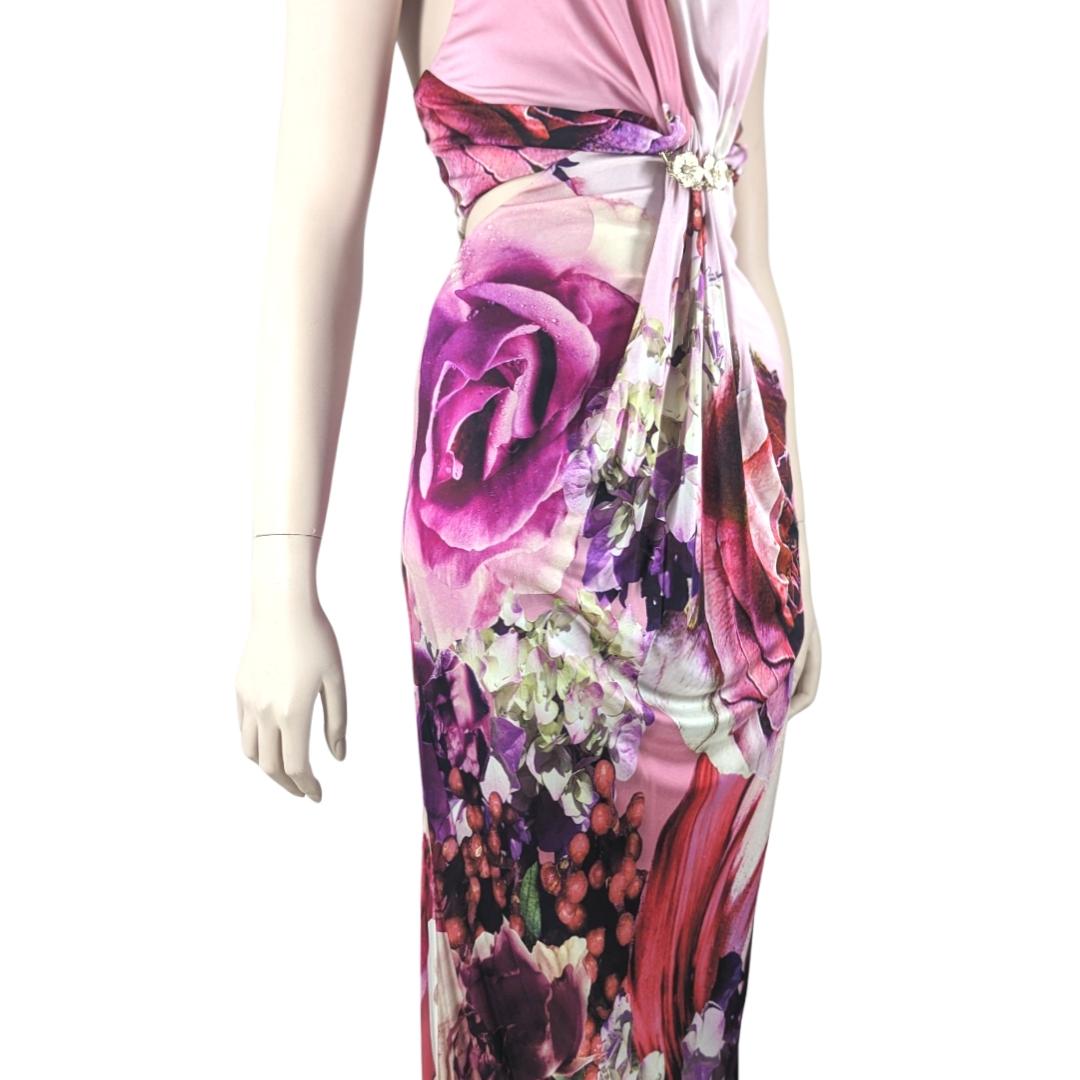 Roberto Cavalli Floral Print Halter Gown For Sale 4