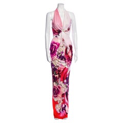Roberto Cavalli floral print halter gown