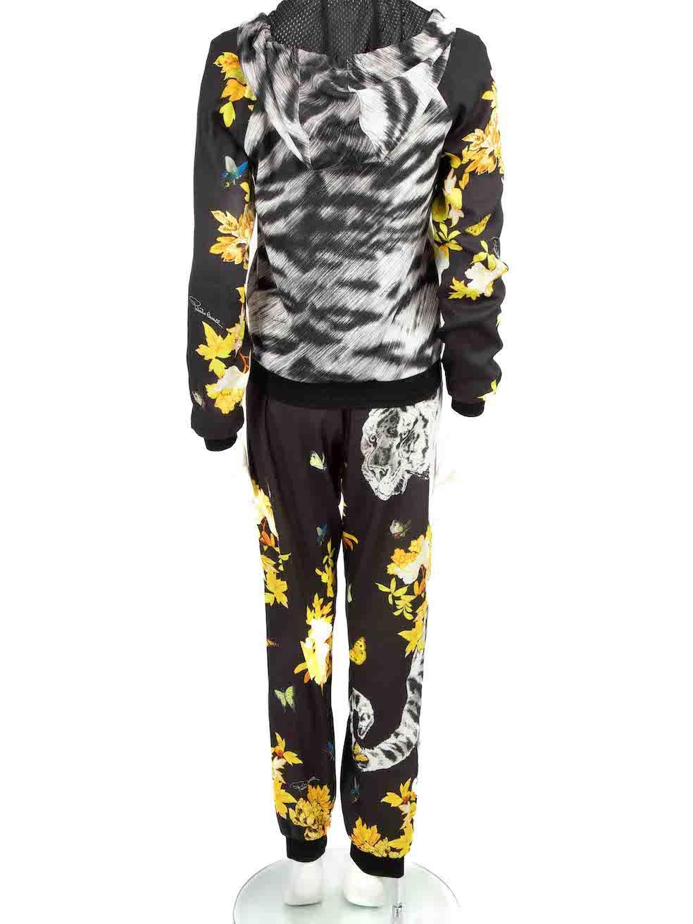 Roberto Cavalli Floral Print Jacket & Trousers Set Size M In Good Condition For Sale In London, GB