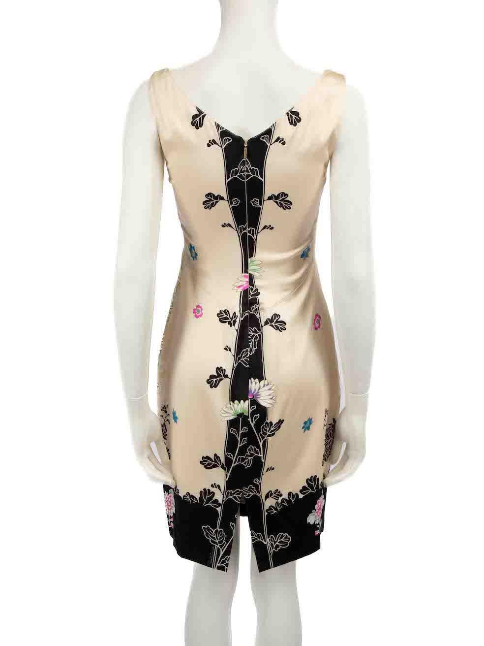 Roberto Cavalli Floral Print Lace Trim Mini Dress Size M In Good Condition For Sale In London, GB