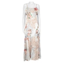 Roberto Cavalli Floral Print Maxi Ruffle Dress Size M