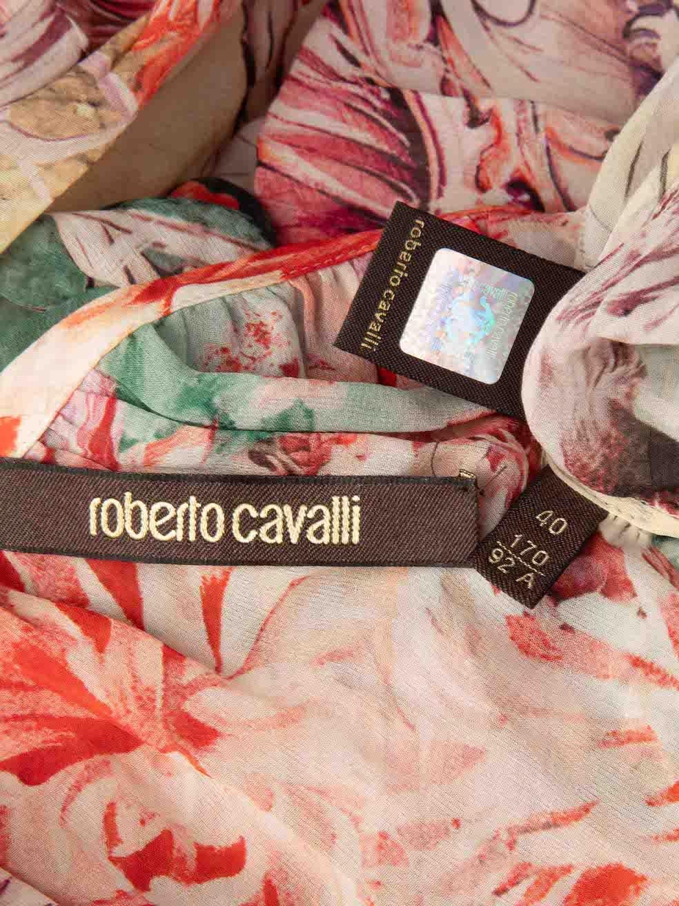 Roberto Cavalli - Robe à épaules froides et volants floraux - Taille S Pour femmes en vente