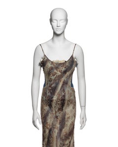 Roberto Cavalli Floral Silk Dress with Built-In Bleached Denim Corset, FW 2001