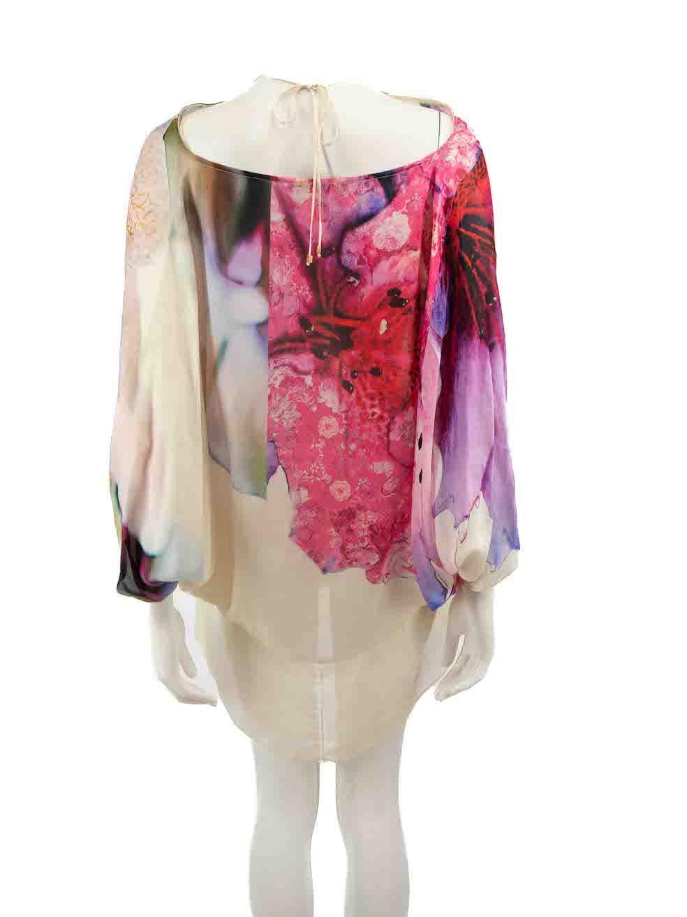 Roberto Cavalli Floral Silk Mini Beach Dress Size S In Excellent Condition For Sale In London, GB