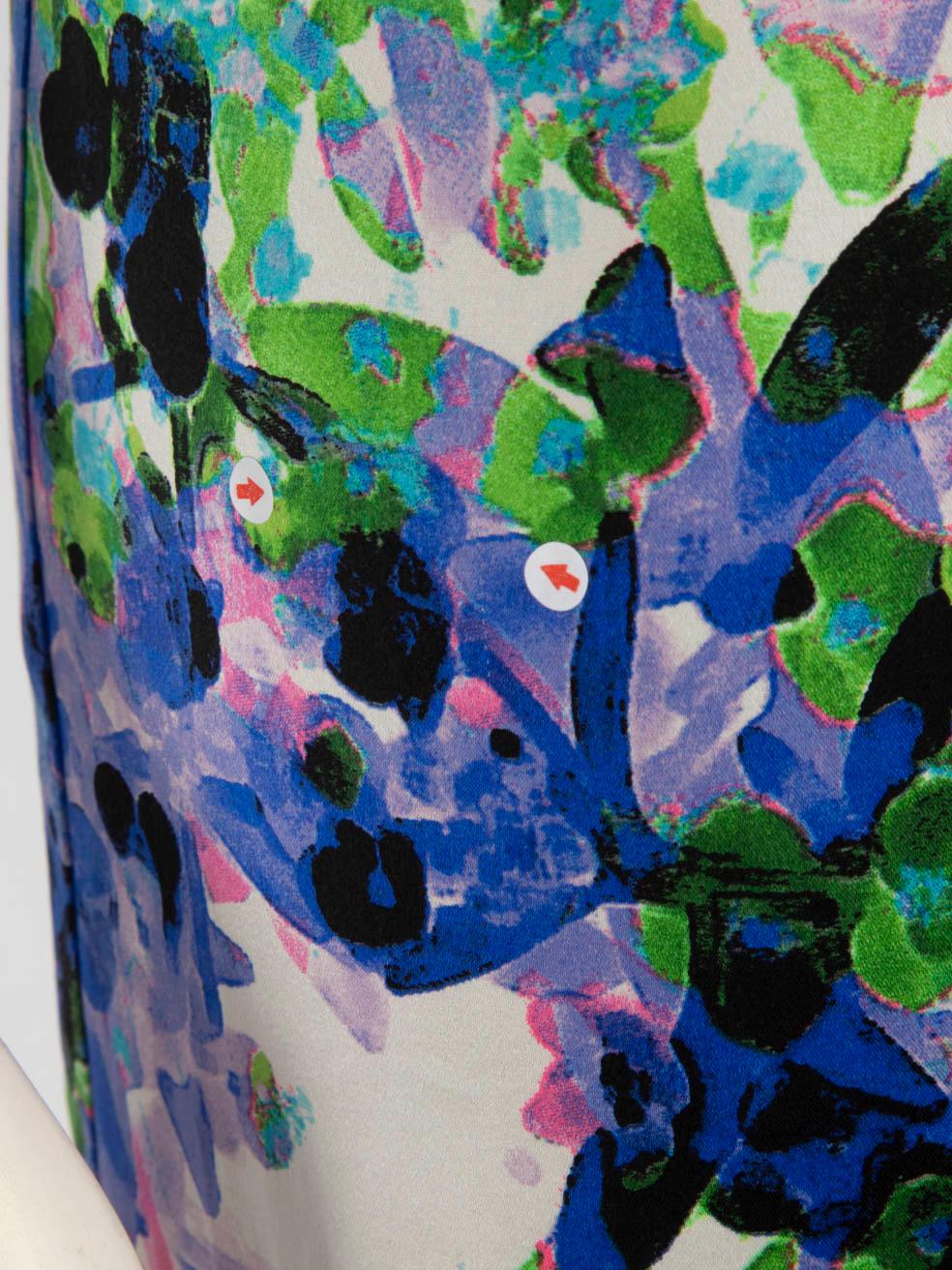 Roberto Cavalli Floral Silk V Neck Mini Dress Size XS In Good Condition For Sale In London, GB