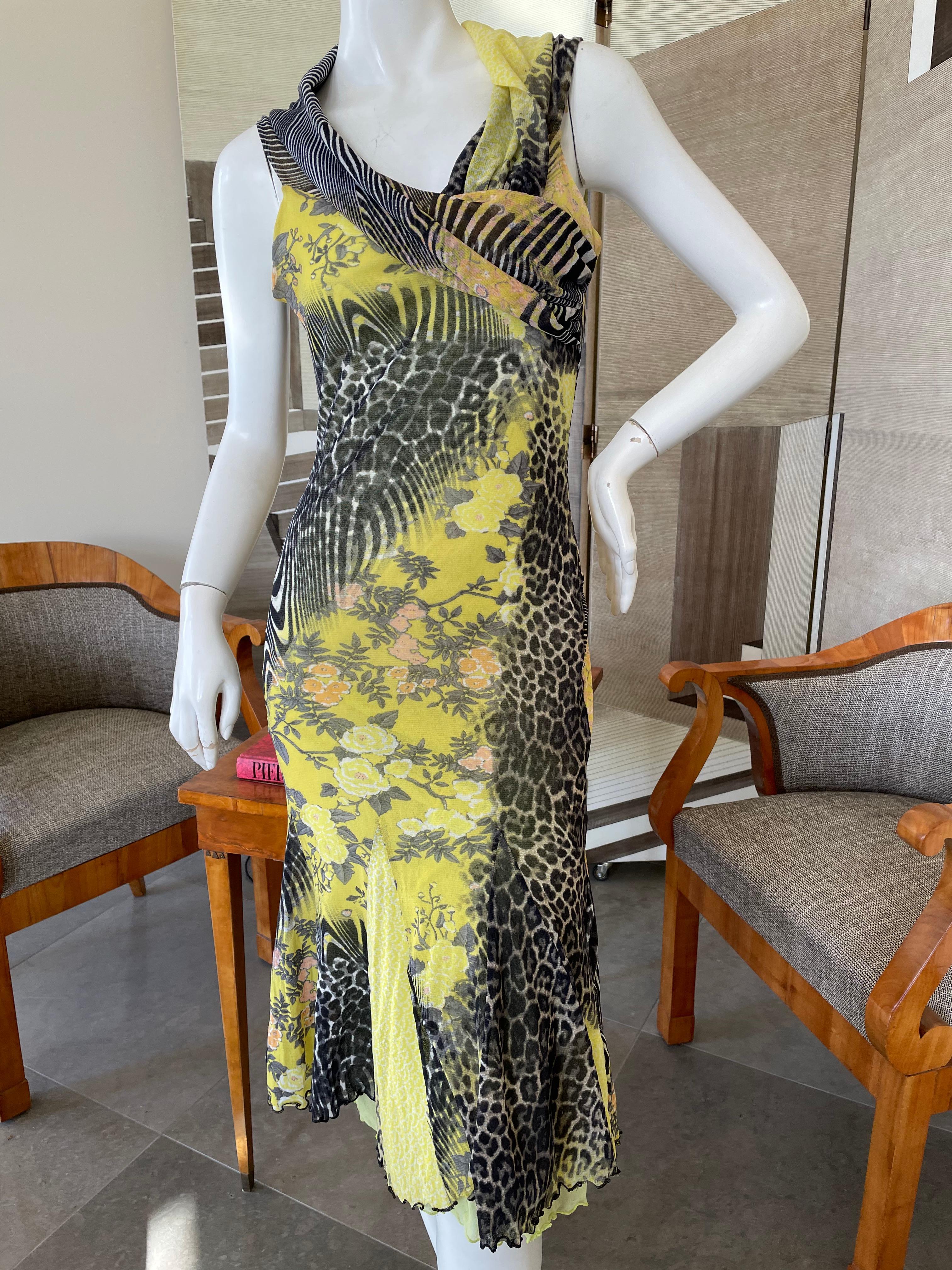 Roberto Cavalli for Class Cavalli Colorful Vintage Mesh Backless Dress.
Size 46
 Bust 38