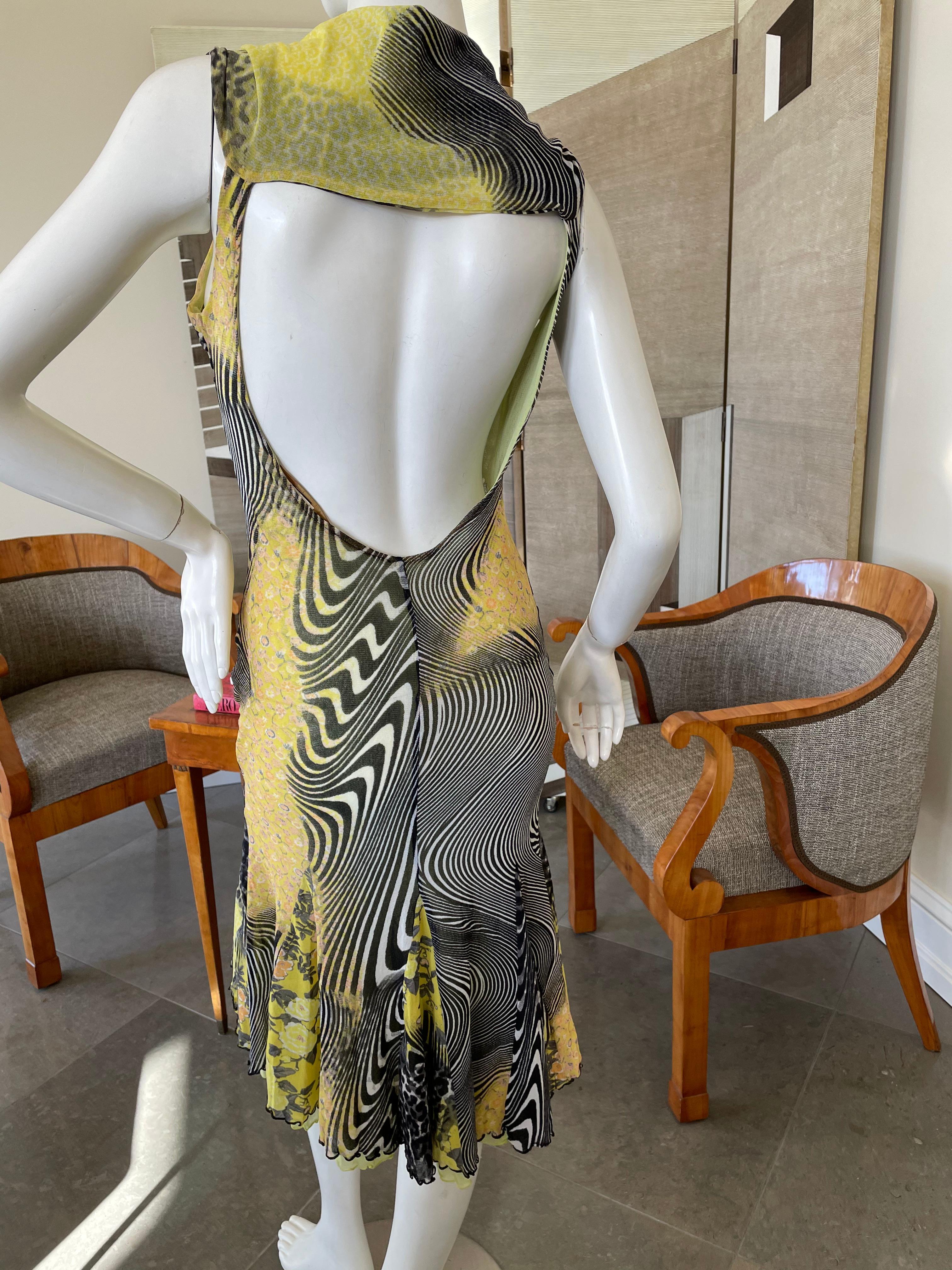 Women's Roberto Cavalli for Class Cavalli Colorful Vintage Mesh Backless Dress For Sale