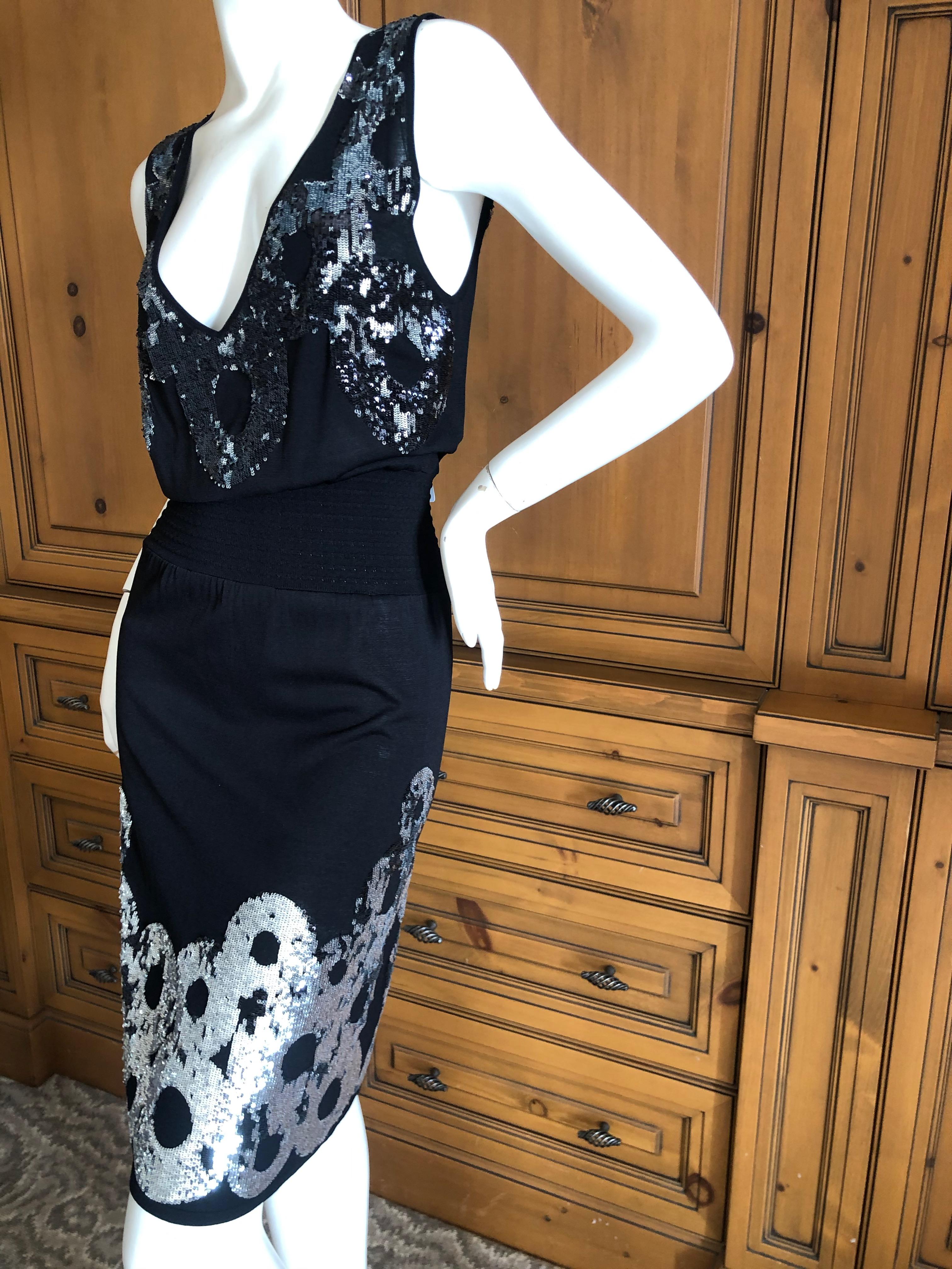 Women's  Roberto Cavalli for Class Cavalli Sequin Little Black Knit Cocktail Dress For Sale