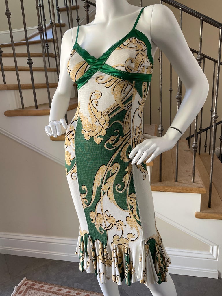 Roberto Cavalli for Just Cavalli Baroque Pattern Mini Dress with Flounce Hem