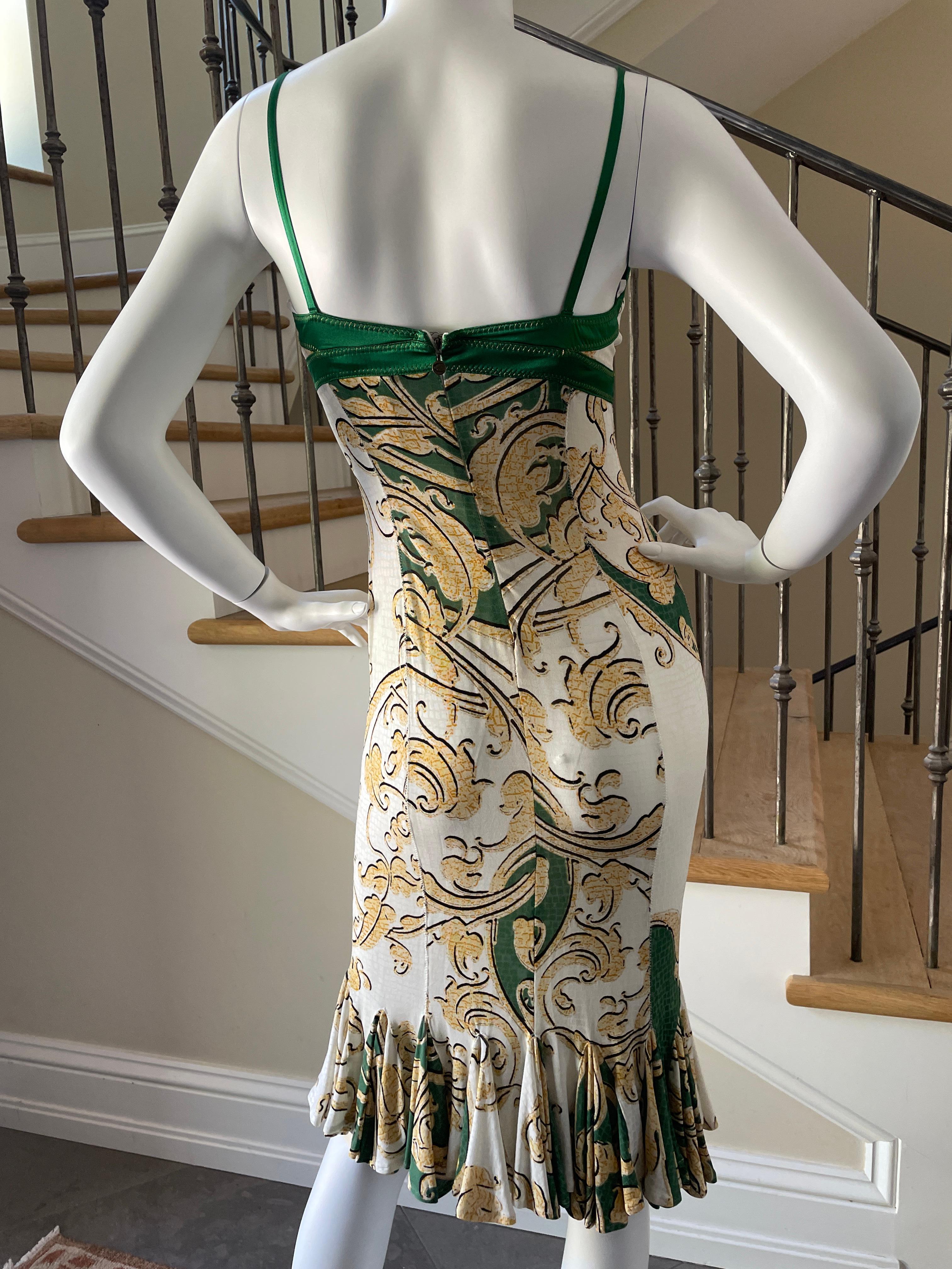 Roberto Cavalli for Just Cavalli Baroque Pattern Mini Dress with Flounce Hem For Sale 1