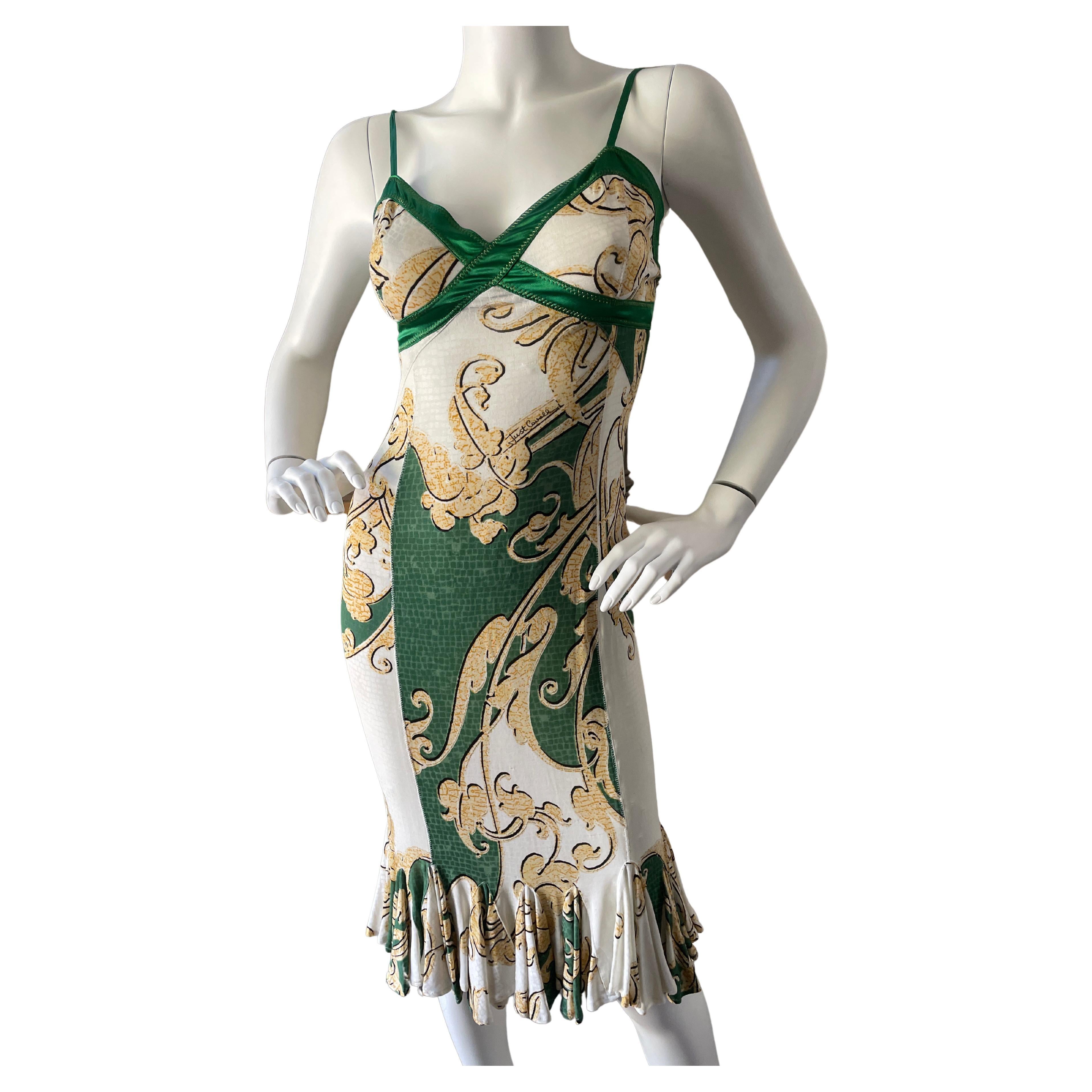 Roberto Cavalli for Just Cavalli Baroque Pattern Mini Dress with Flounce Hem For Sale