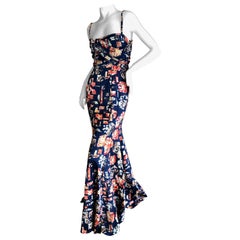 Roberto Cavalli for Just Cavalli  Colorful Vintage Floral Evening Dress