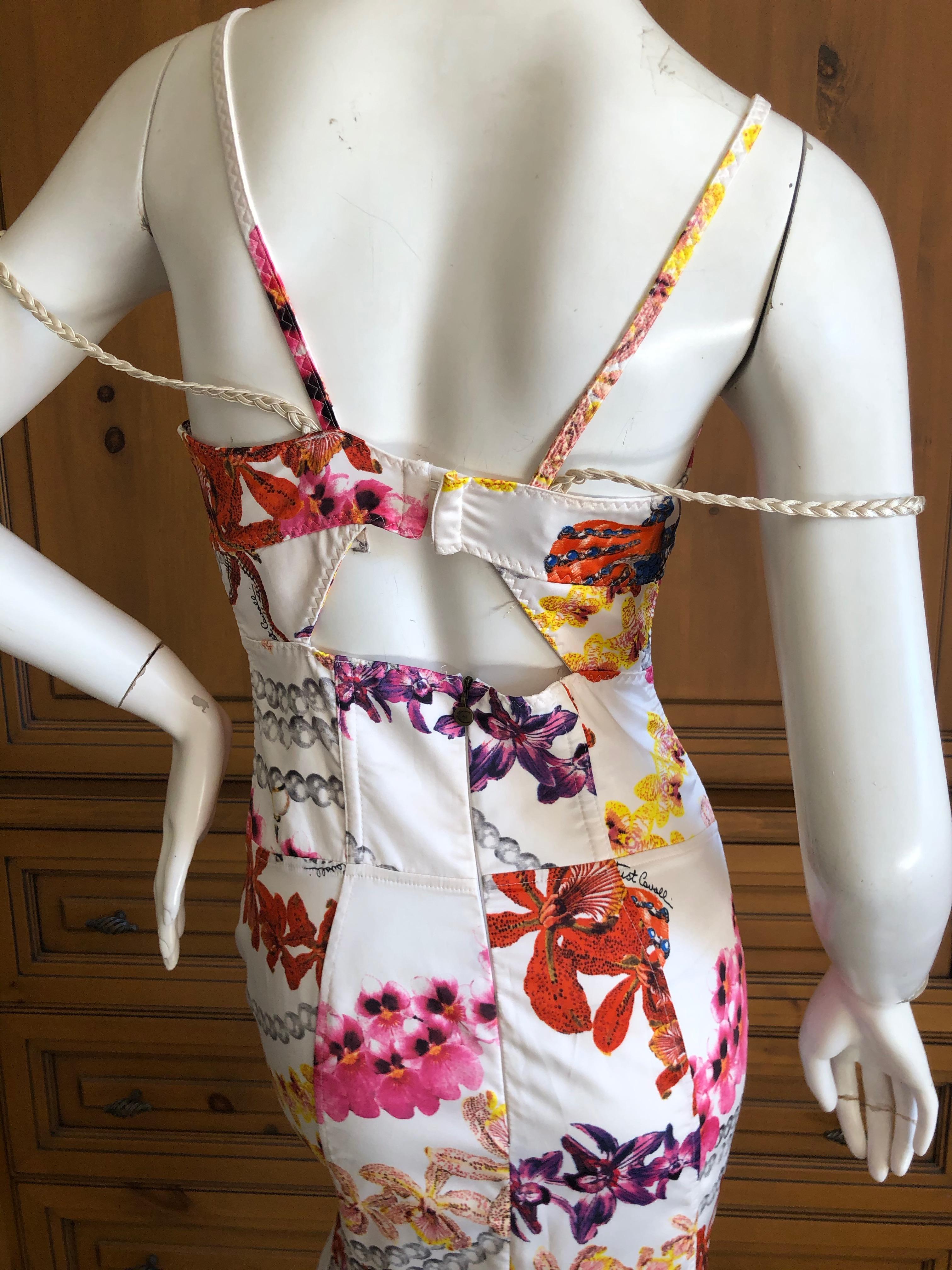 Roberto Cavalli for Just Cavalli Corset Top Orchid Print Cocktail Dress For Sale 4