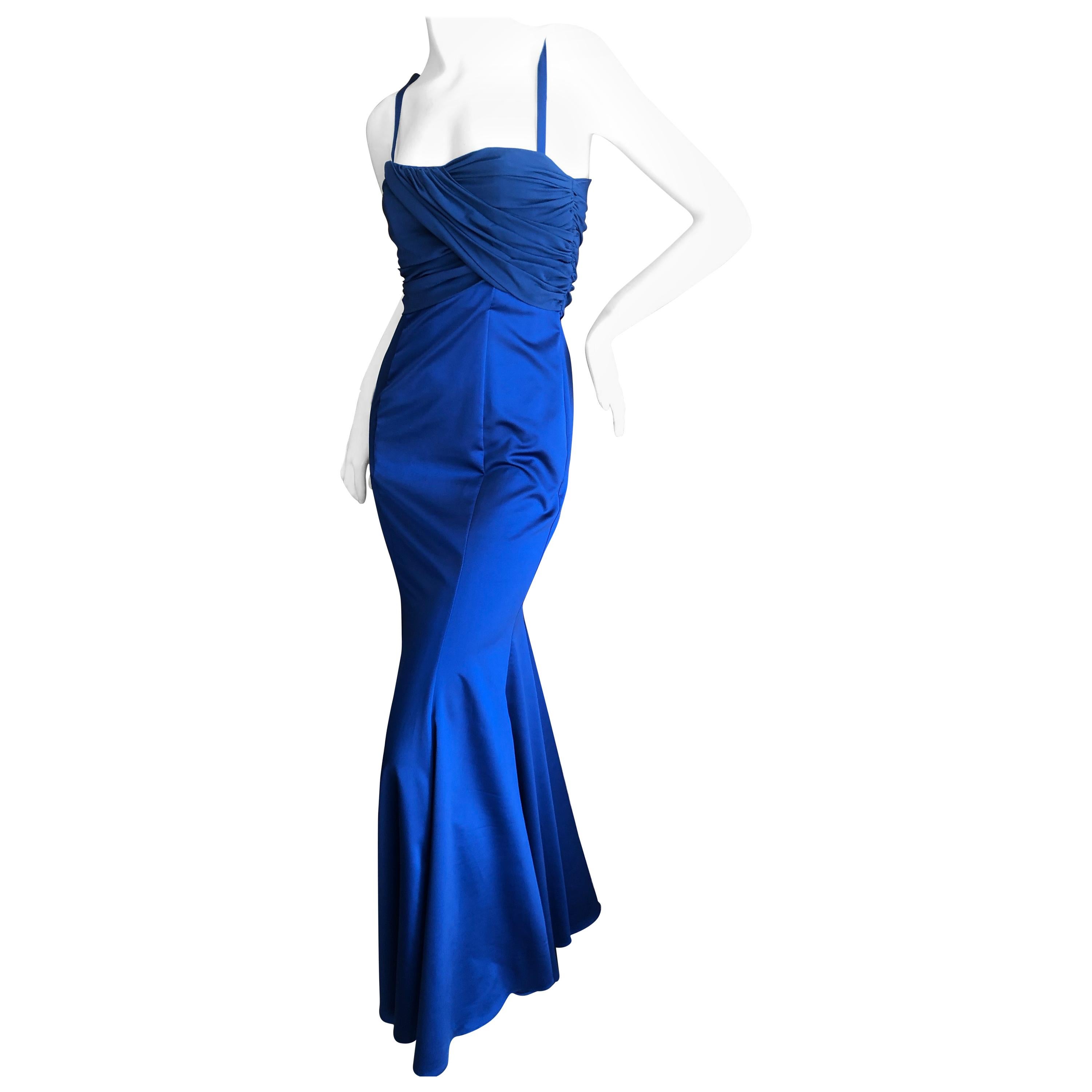  Roberto Cavalli for Just Cavalli Elegant Midnight Blue Evening Dress For Sale