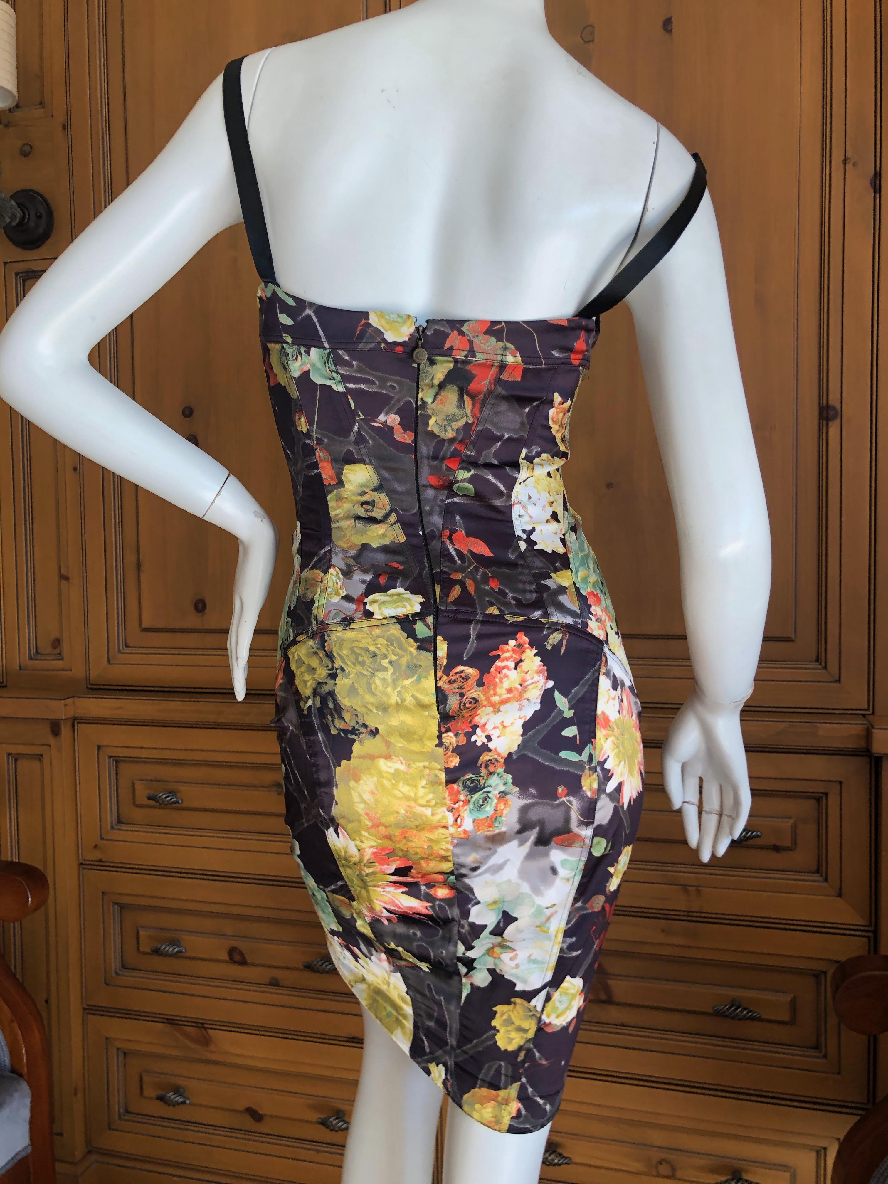 Roberto Cavalli for Just Cavalli Floral Dress with Corset Like Details. 
This is so pretty, with a lot of stretch.
Size 40
Bust 35