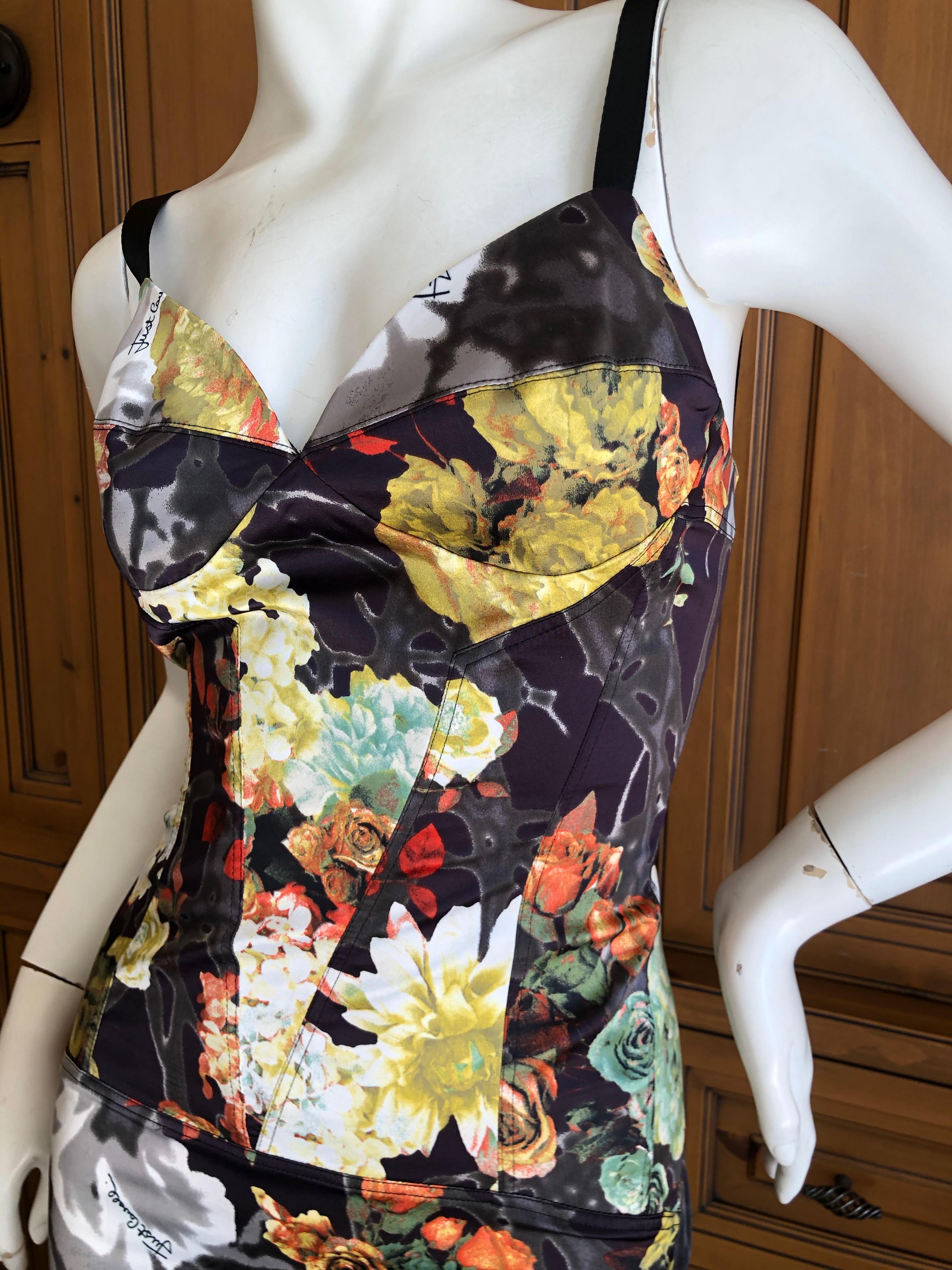 Women's or Men's Roberto Cavalli for Just Cavalli Floral Dress with Corset Like Details For Sale