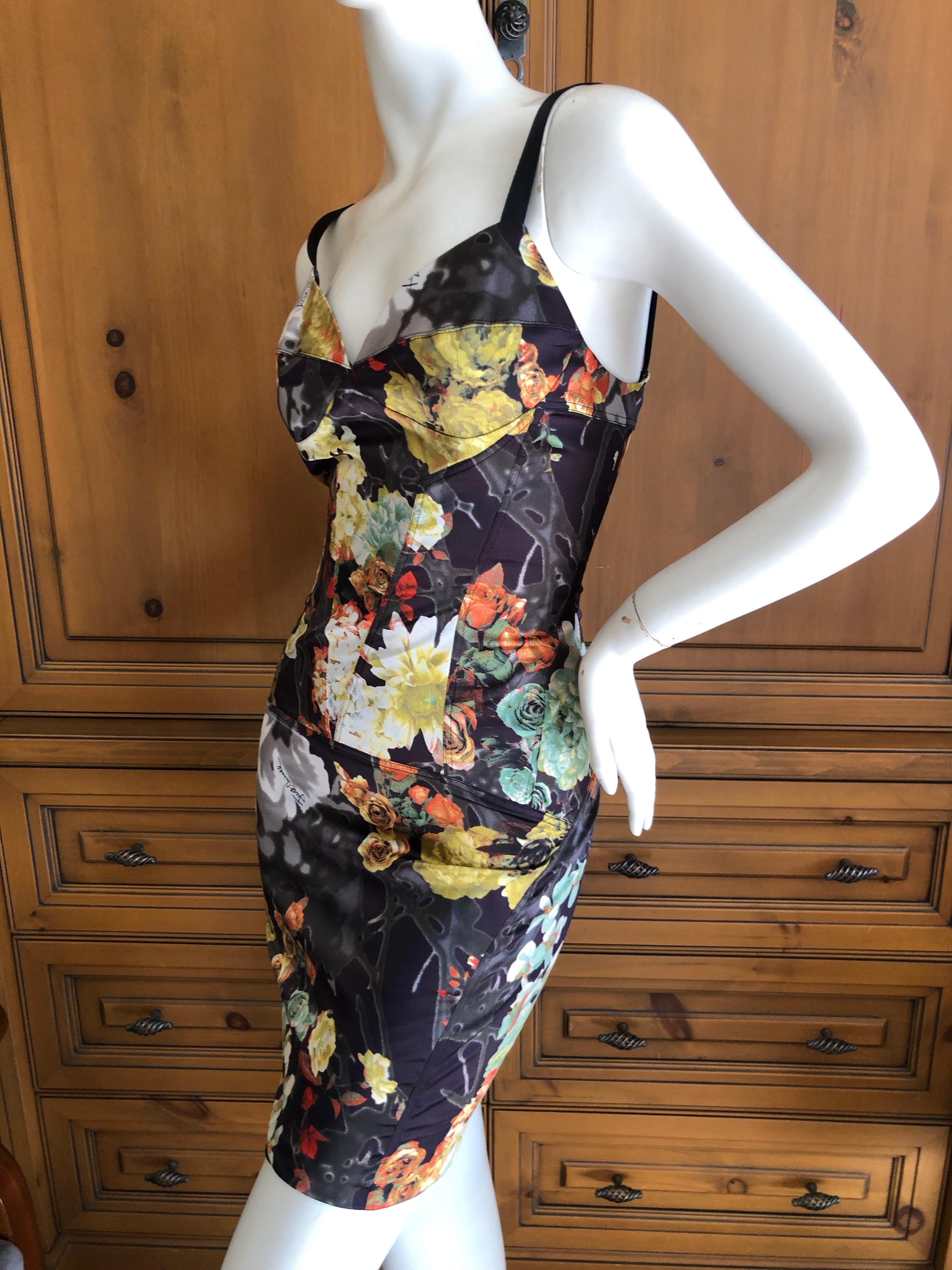 Roberto Cavalli for Just Cavalli Floral Dress with Corset Like Details For Sale 2