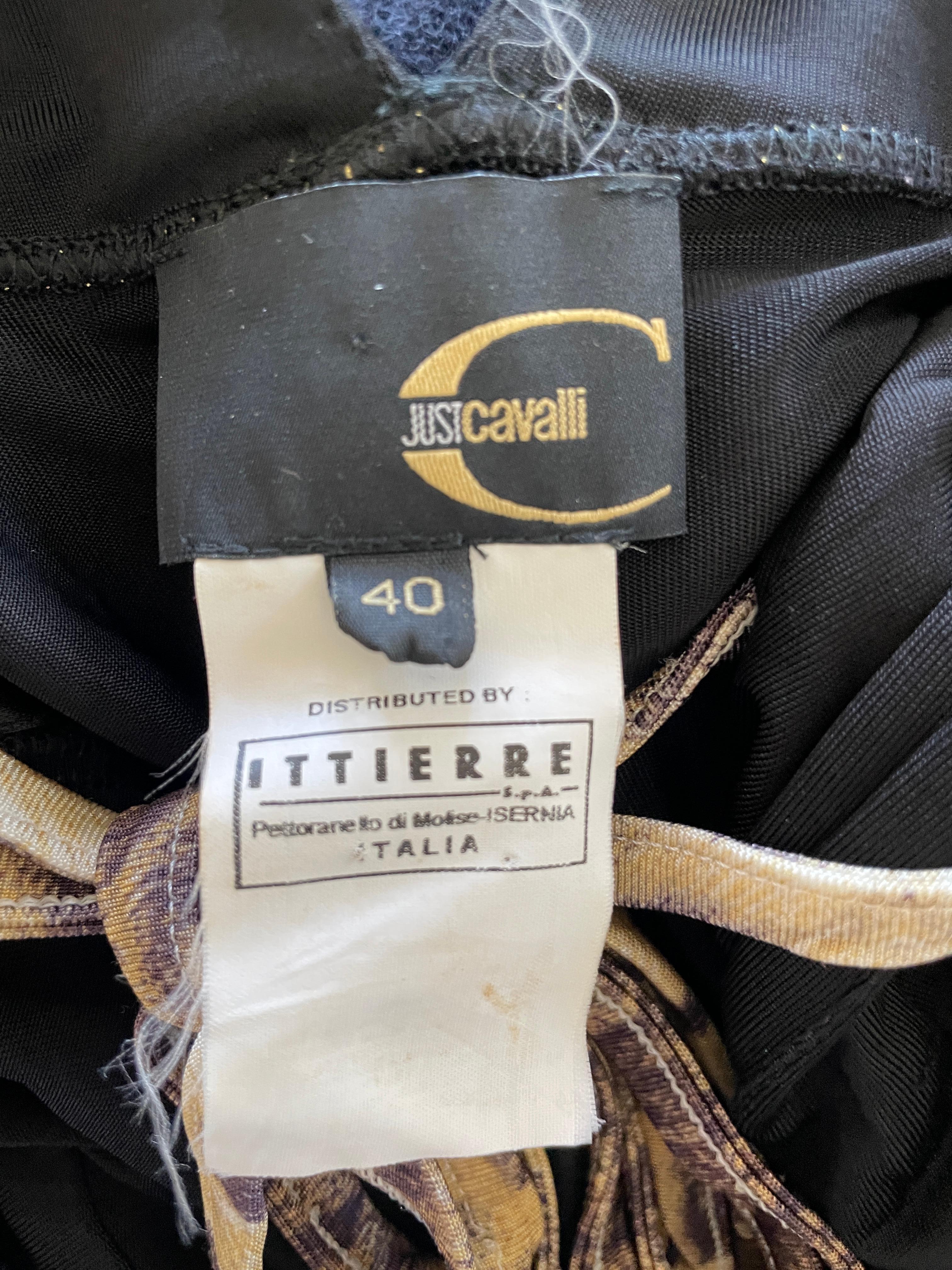 Roberto Cavalli für Just Cavalli Schwarzes Kleid mit goldener Kante und Messingringen im Angebot 5
