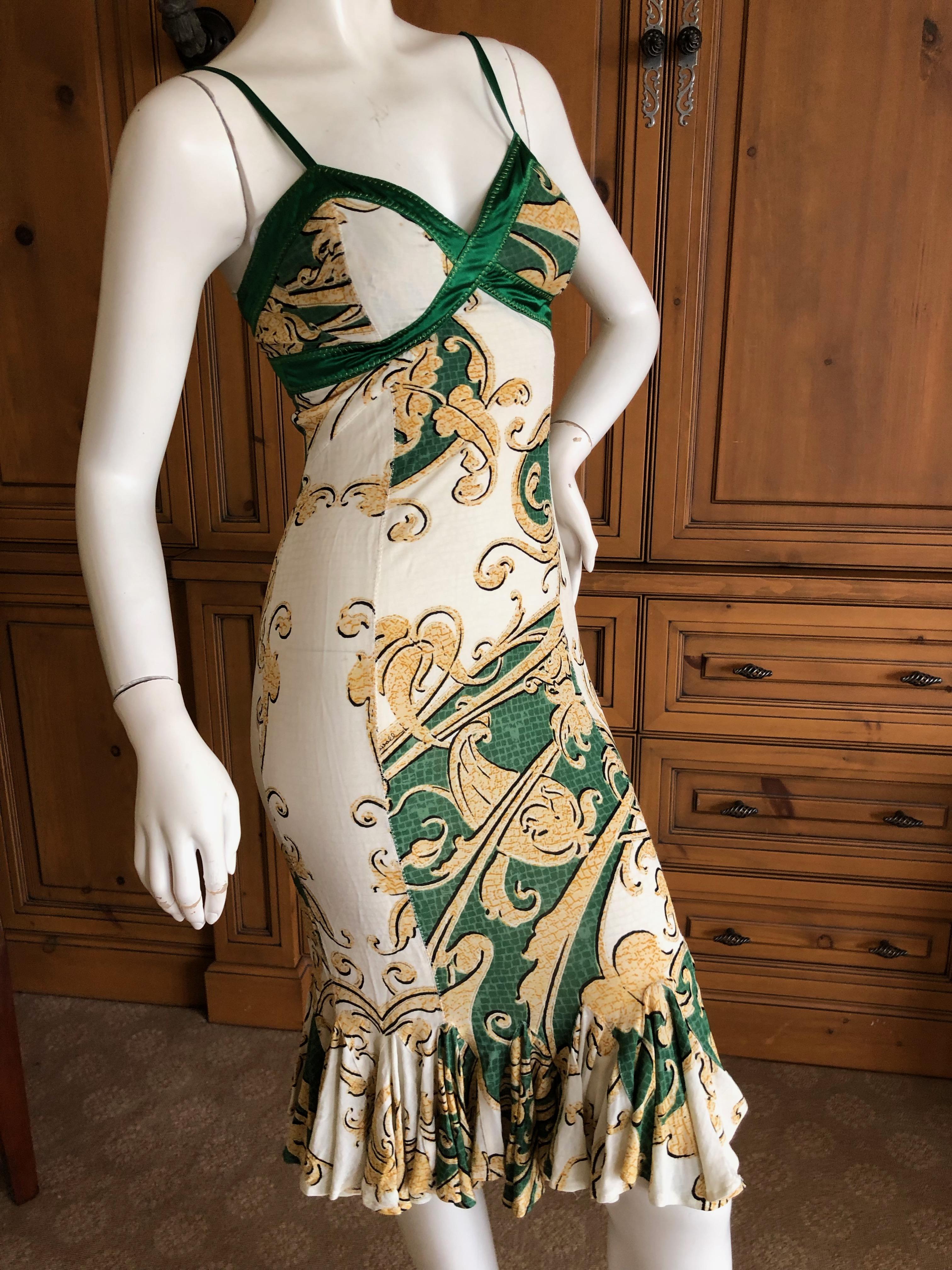 Roberto Cavalli for Just Cavalli Green and Gold Dress with Ruffle Flounce Hem
So pretty
Size 38
Bust 32