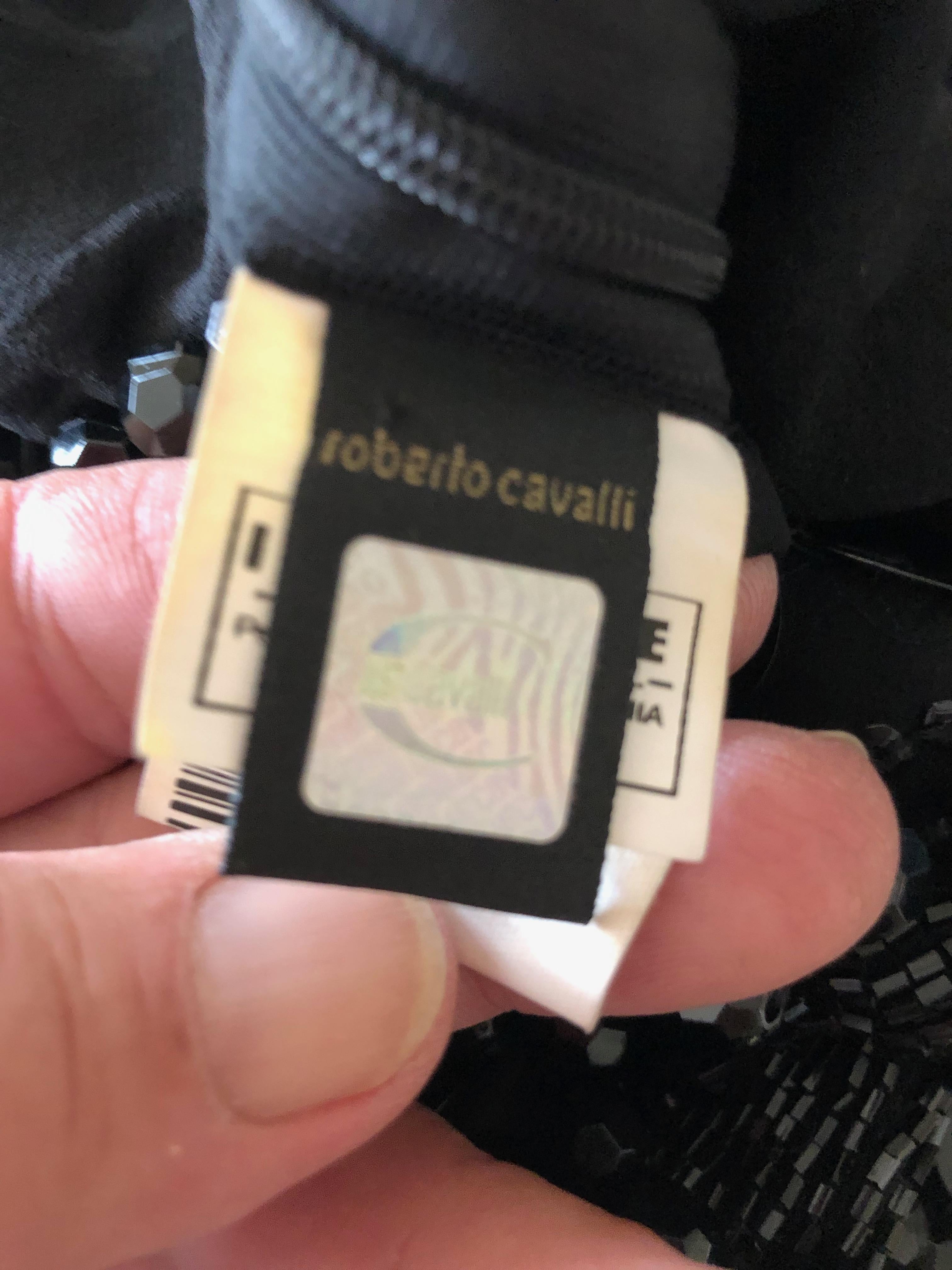 Roberto Cavalli for Just Cavalli Jet Embellished Vintage Black Silk Mini Dress For Sale 5