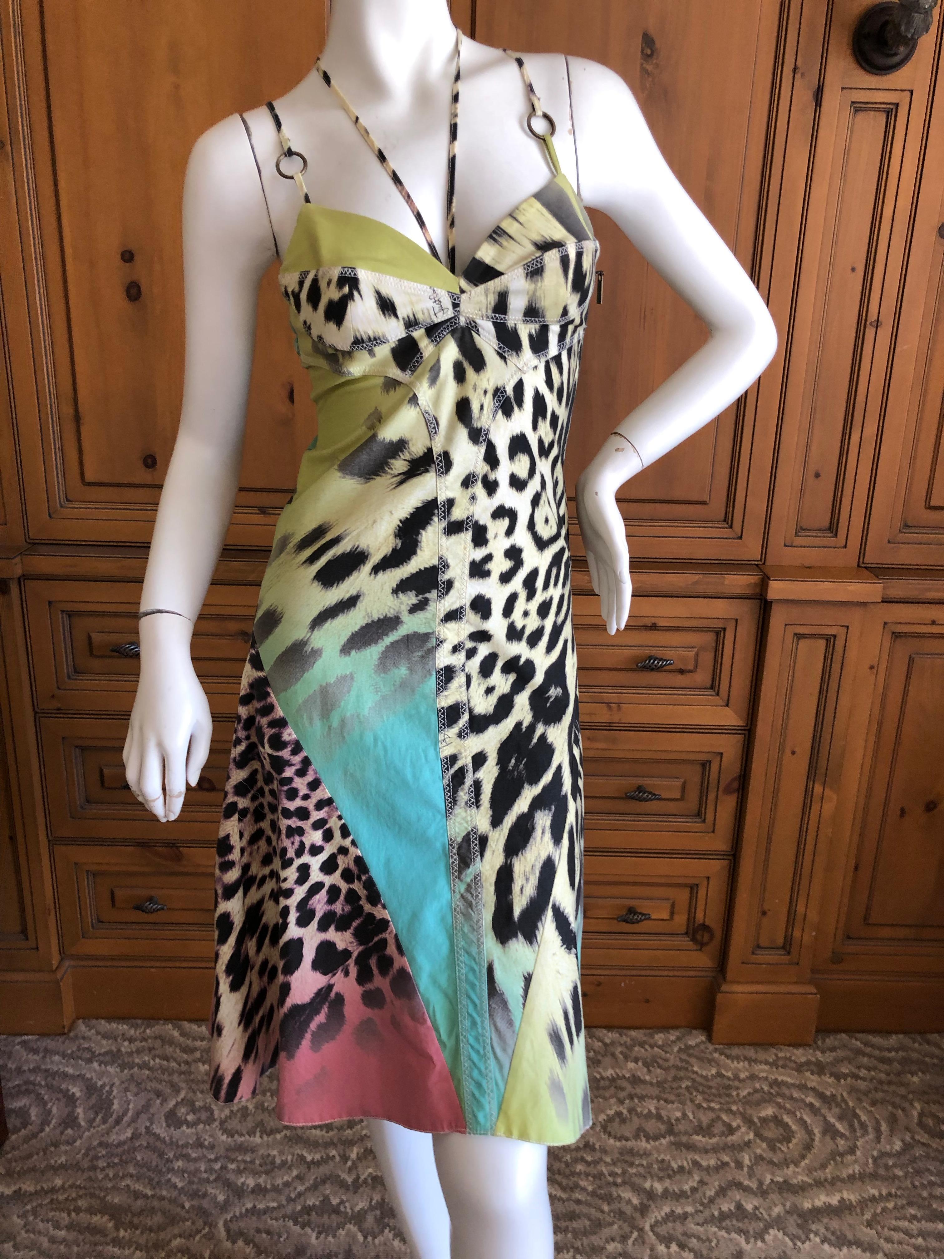 Roberto Cavalli for Just Cavalli Leopard Pattern Dress w Bronze Ring Details
So sweet and sexy.
Size 40
 Bust 34