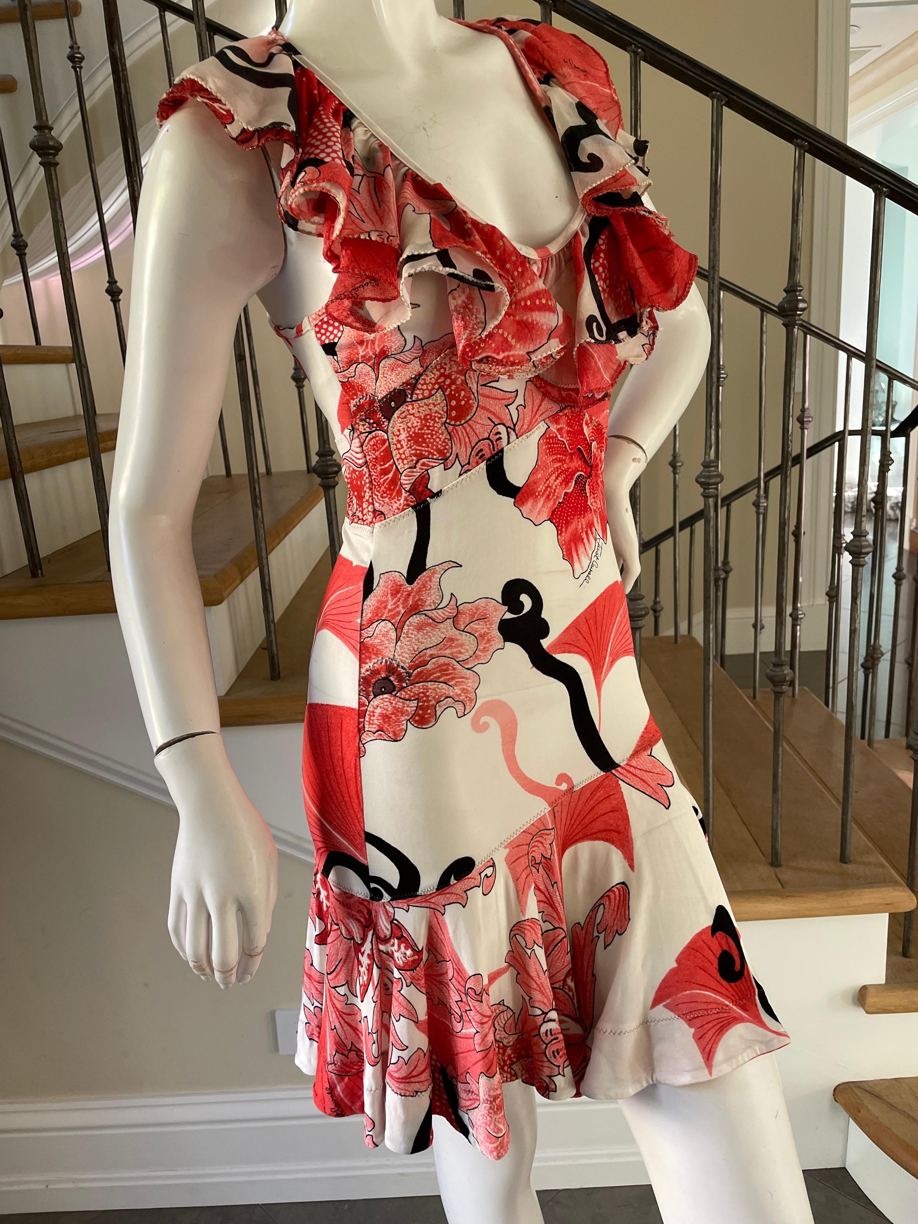 Roberto Cavalli for Just Cavalli Low Cut Baroque Pattern Mini Dress For Sale 3