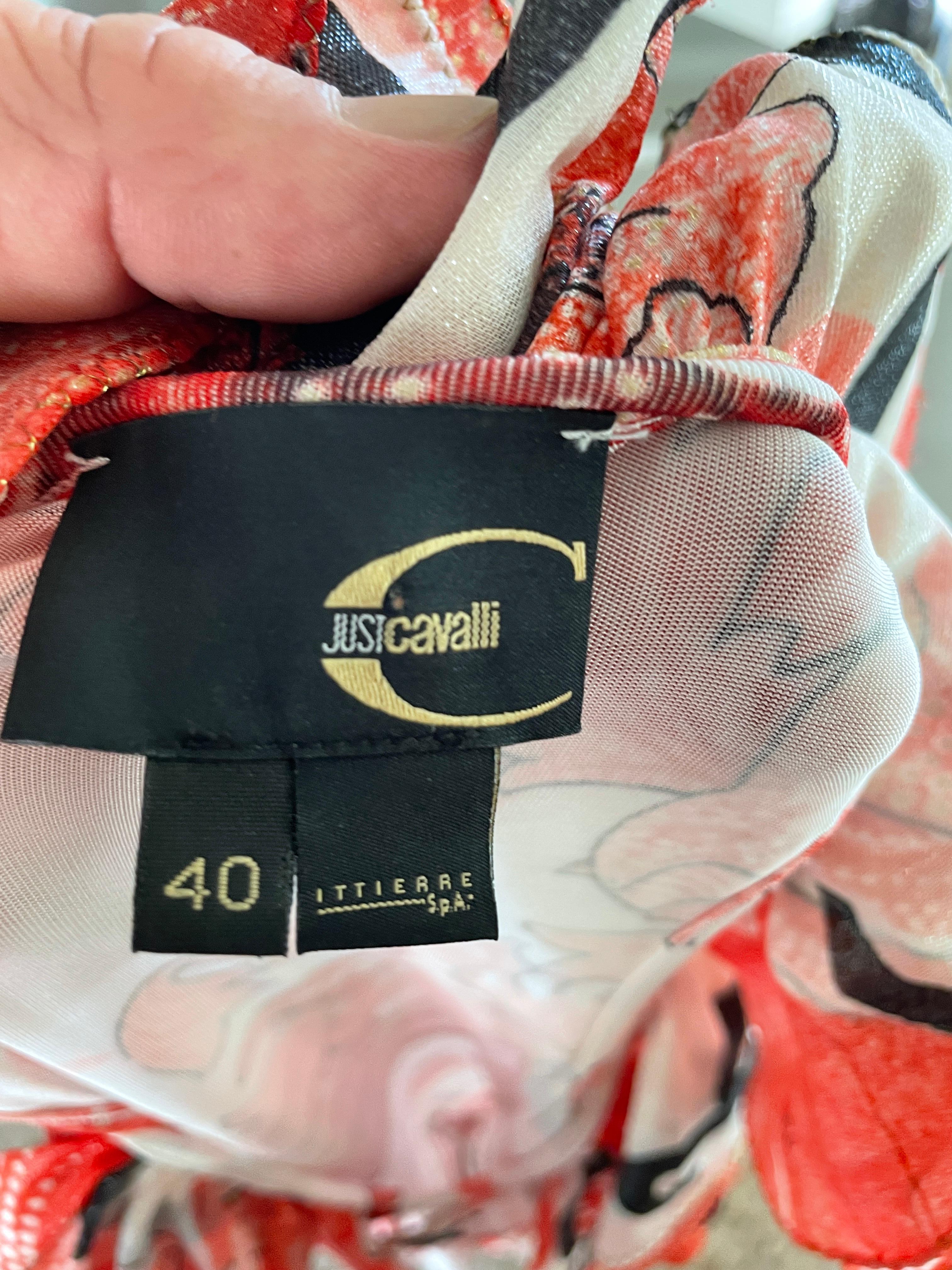 Roberto Cavalli for Just Cavalli Low Cut Baroque Pattern Mini Dress For Sale 5
