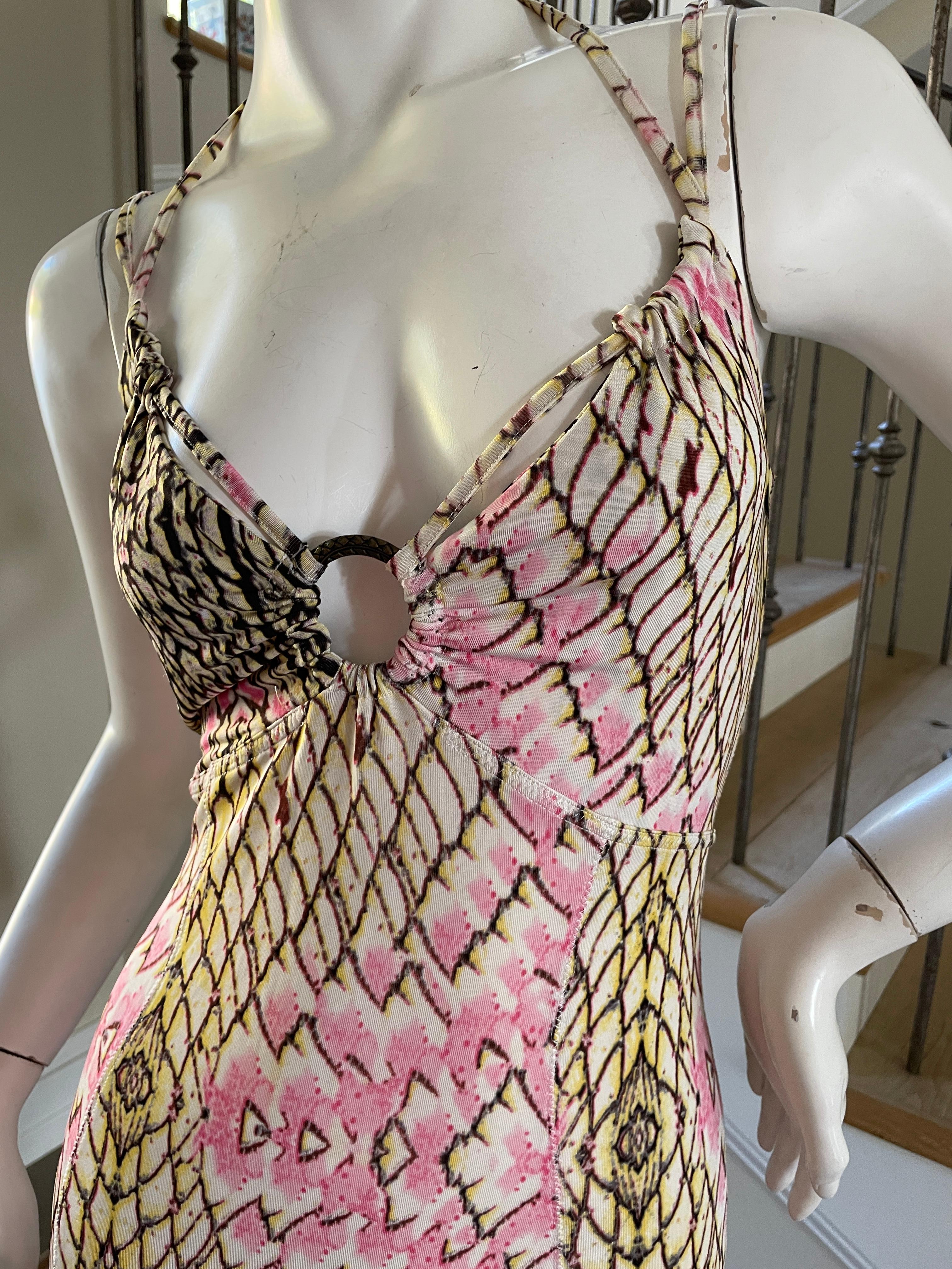 Roberto Cavalli for Just Cavalli Reptile Print Mini Dress with Skater Skirt In Excellent Condition For Sale In Cloverdale, CA