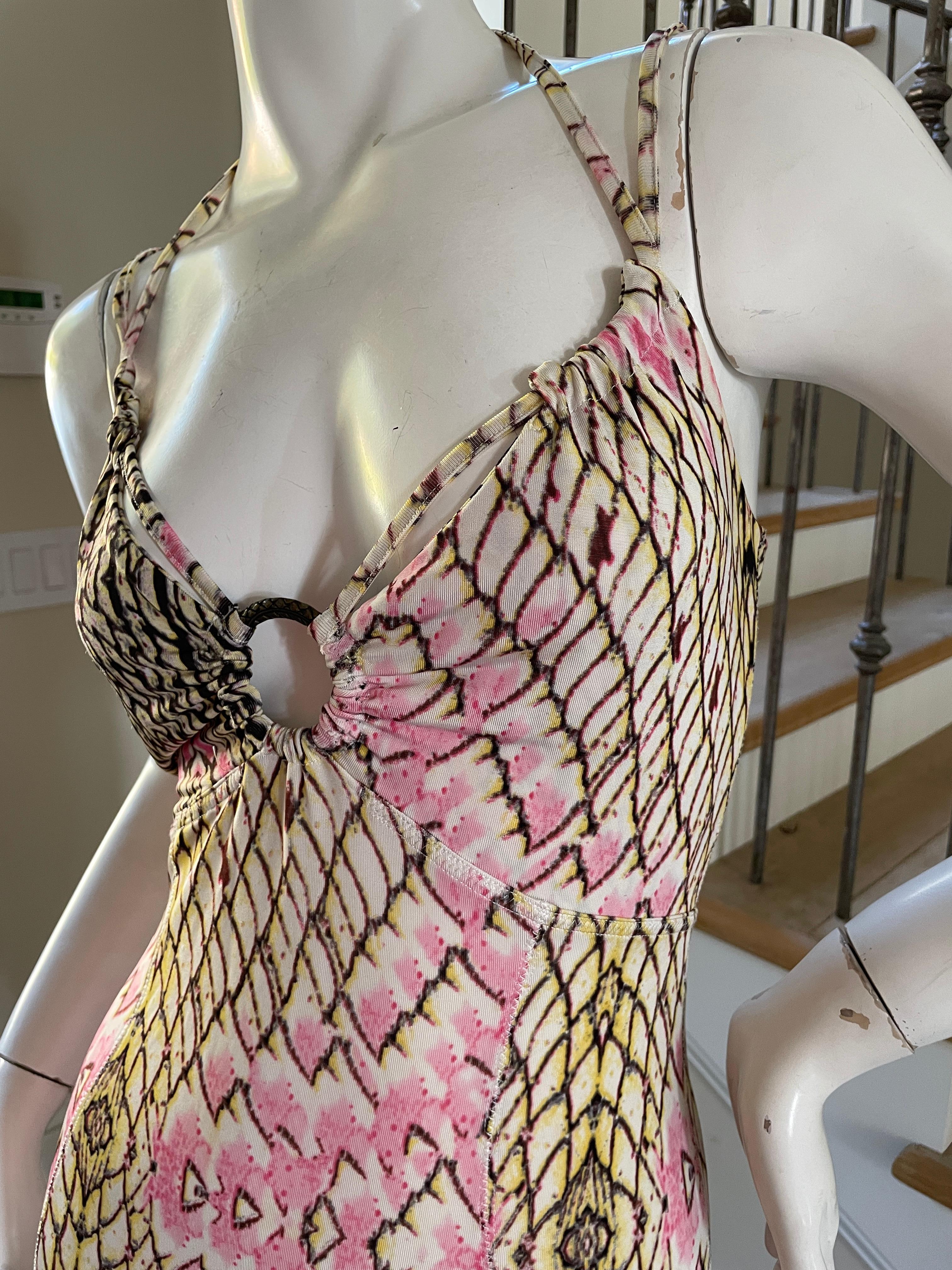 Women's or Men's Roberto Cavalli for Just Cavalli Reptile Print Mini Dress with Skater Skirt For Sale