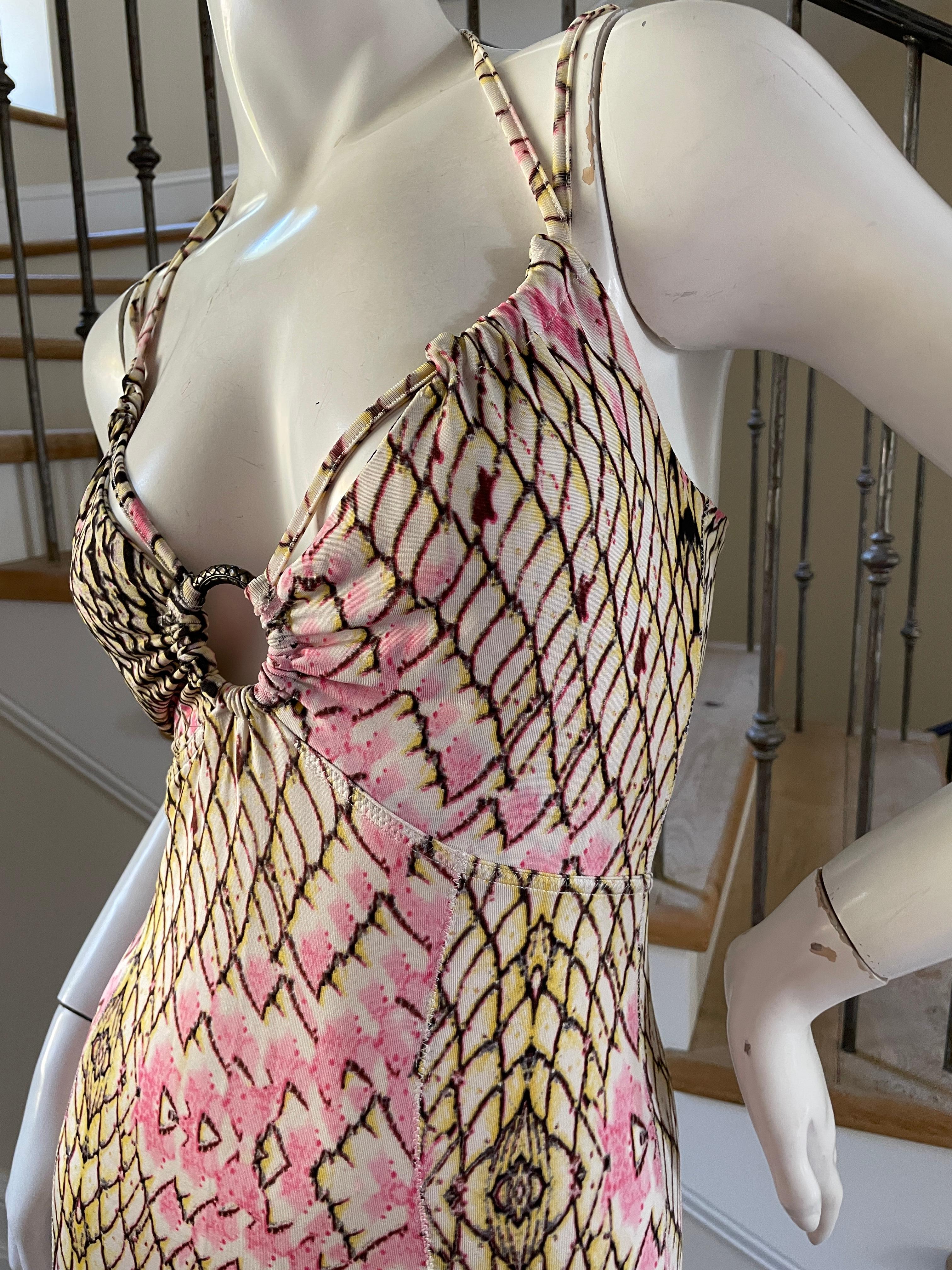 Roberto Cavalli for Just Cavalli Reptile Print Mini Dress with Skater Skirt For Sale 1
