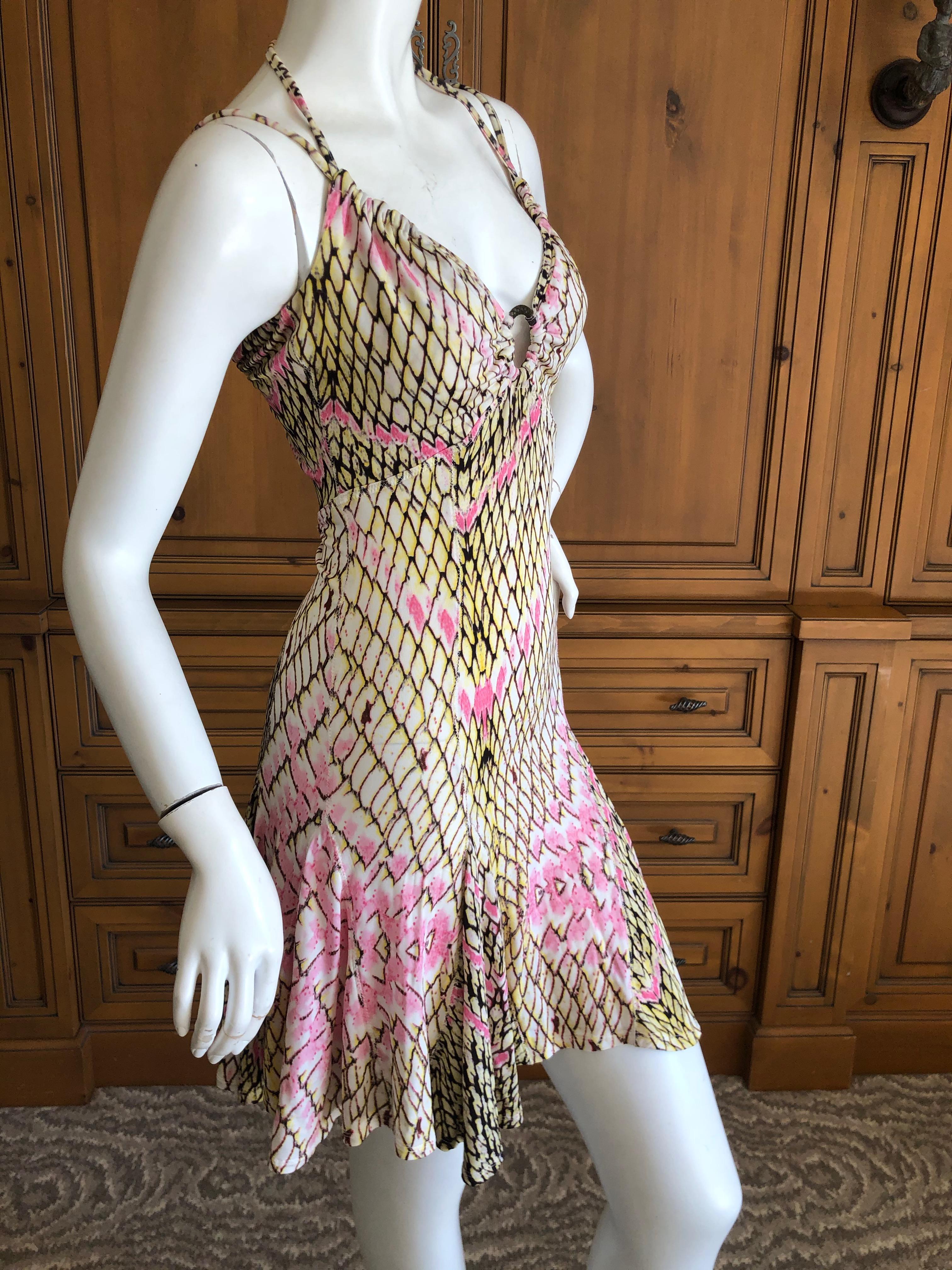 Roberto Cavalli for Just Cavalli Reptile Print Mini Dress with Skater Skirt  For Sale 1