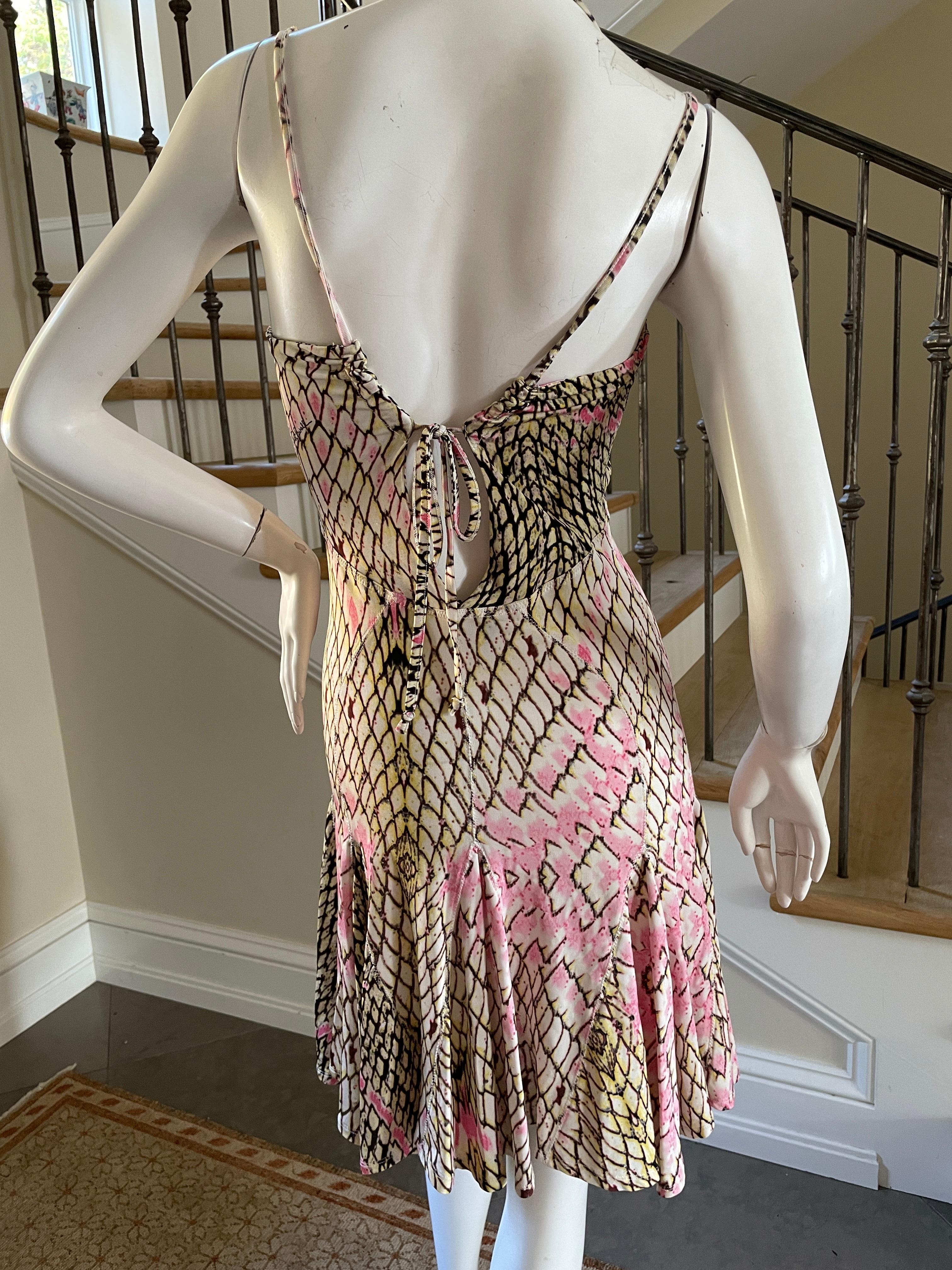 Roberto Cavalli for Just Cavalli Reptile Print Mini Dress with Skater Skirt For Sale 3