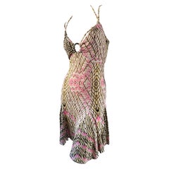 Roberto Cavalli for Just Cavalli Reptile Print Mini Dress with Skater Skirt