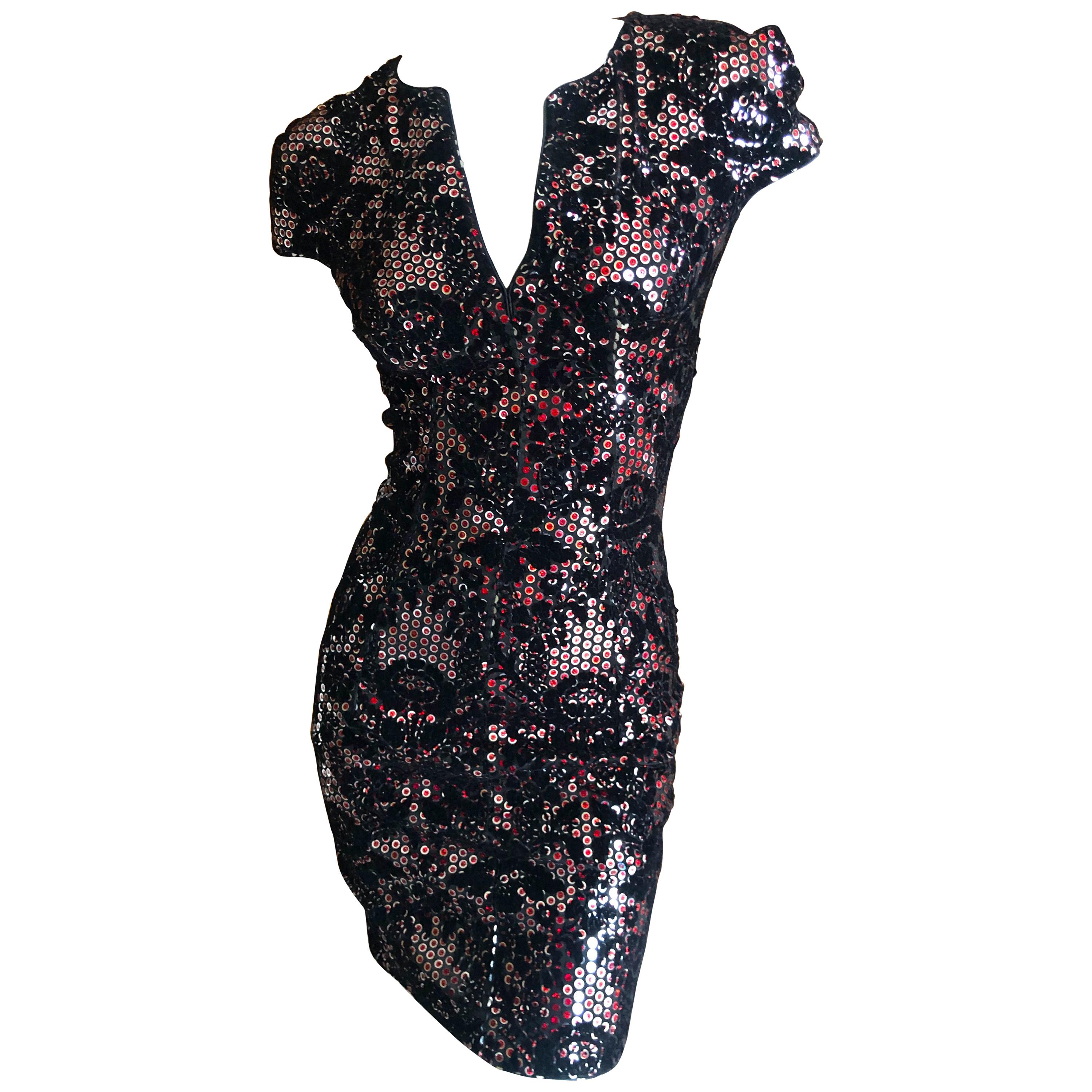Roberto Cavalli for Just Cavalli Sequin Devore Velvet Bodycon Mini Dress