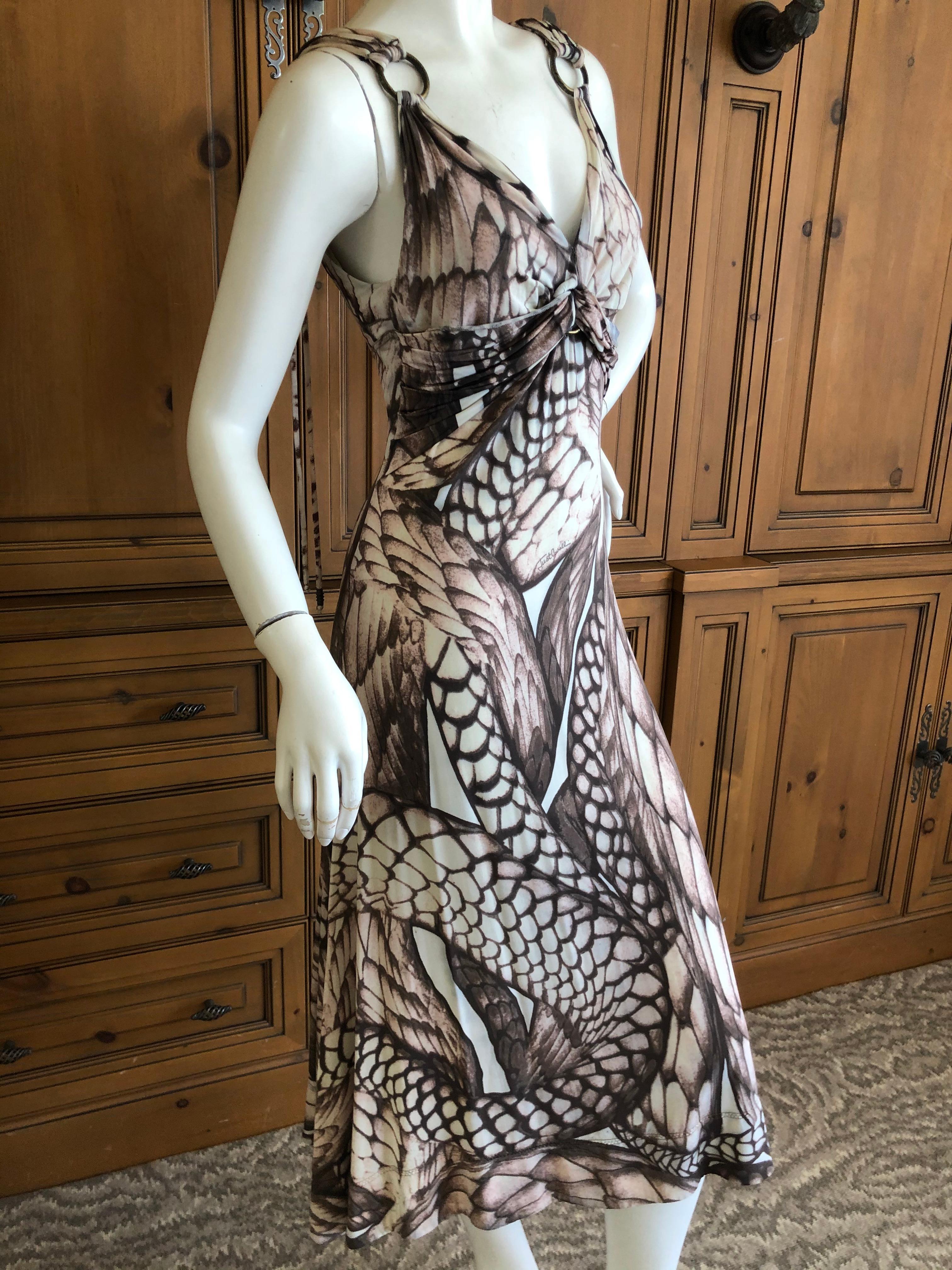 Roberto Cavalli for Just Cavalli Sexy Snake Print Dress with Brass Rings  In Excellent Condition For Sale In Cloverdale, CA