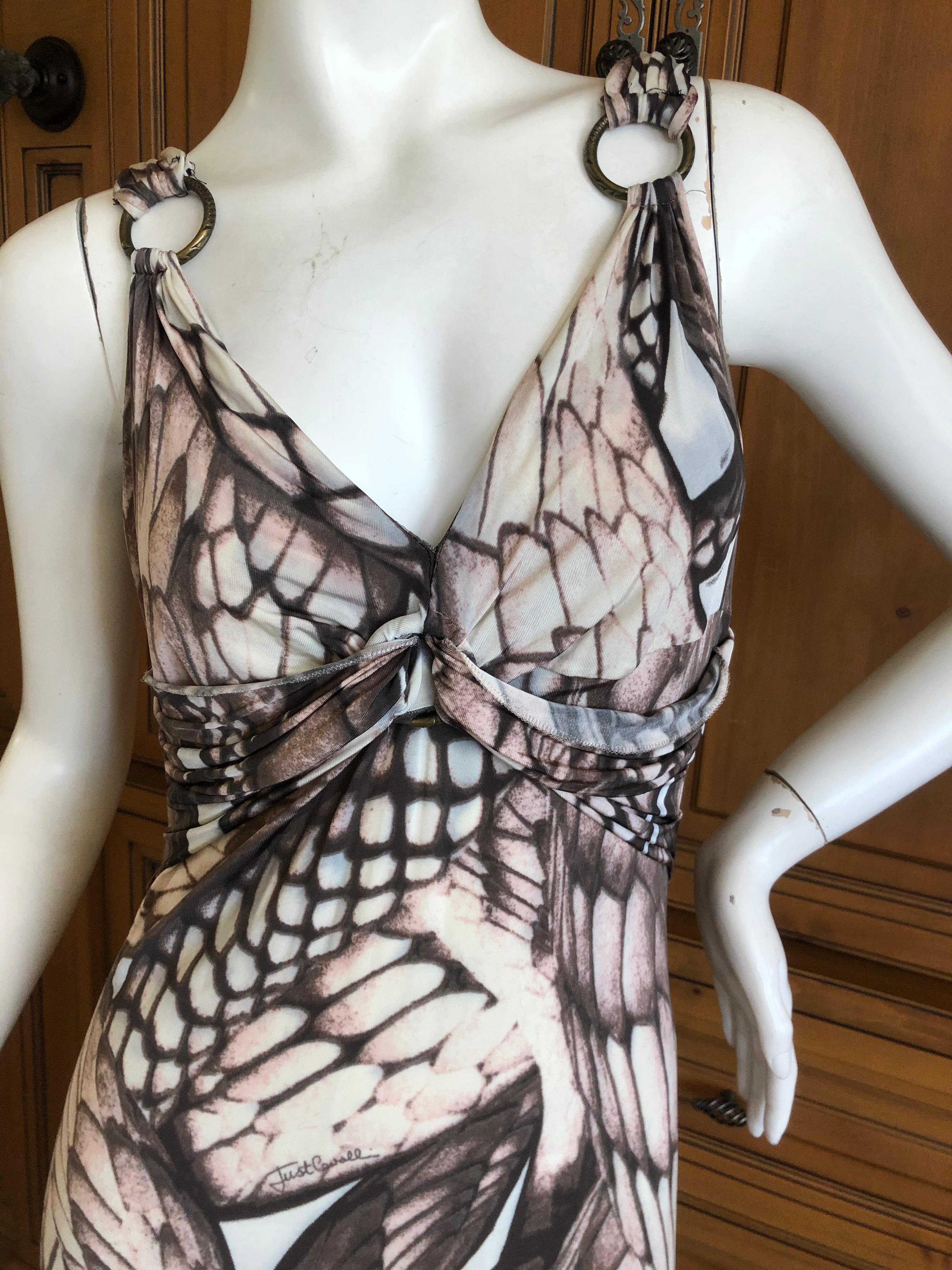 Women's or Men's Roberto Cavalli for Just Cavalli Sexy Snake Print Dress with Brass Rings  For Sale