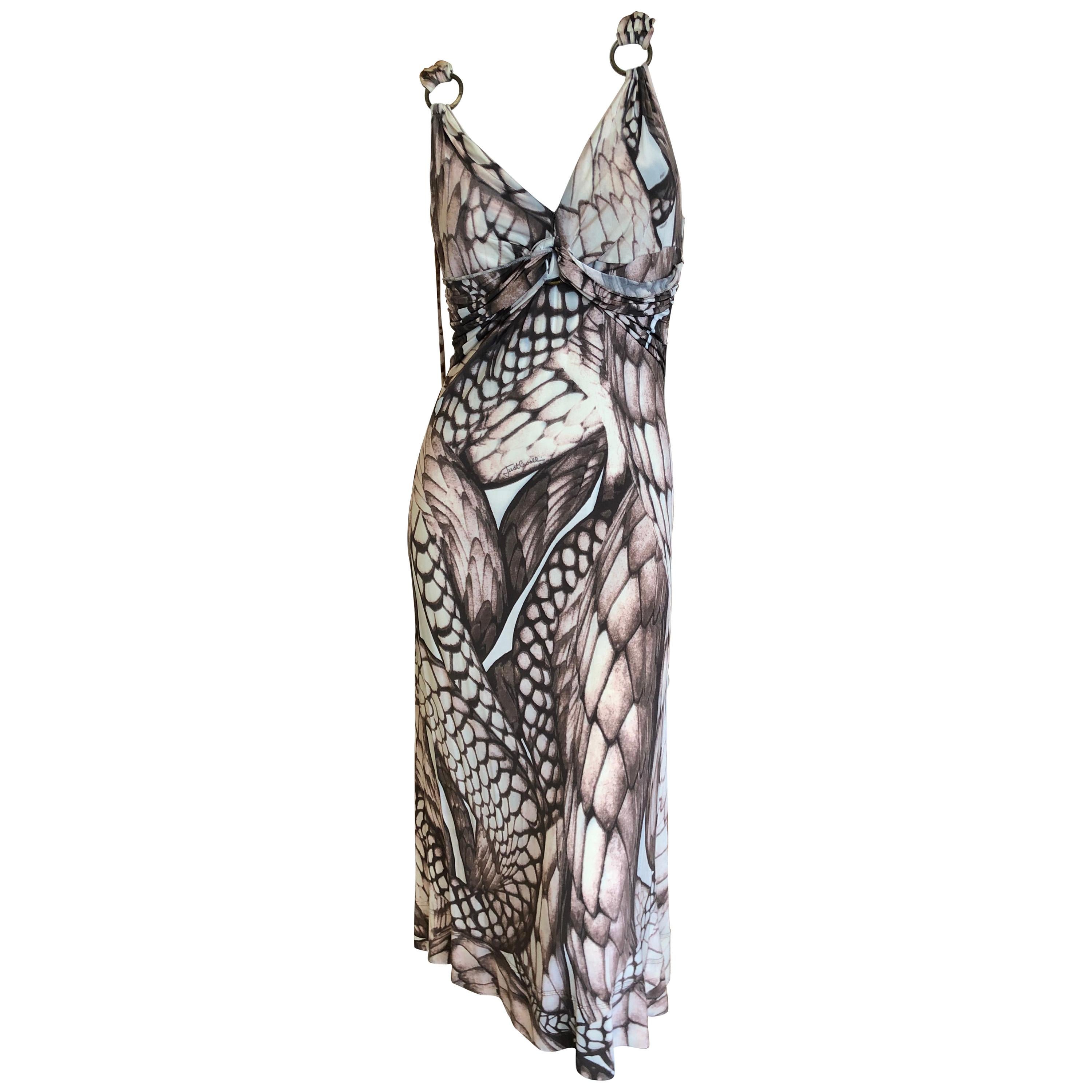 Roberto Cavalli for Just Cavalli Sexy Snake Print Dress with Brass Rings  For Sale