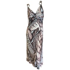 Roberto Cavalli for Just Cavalli Sexy Snake Print Dress with Brass Rings 