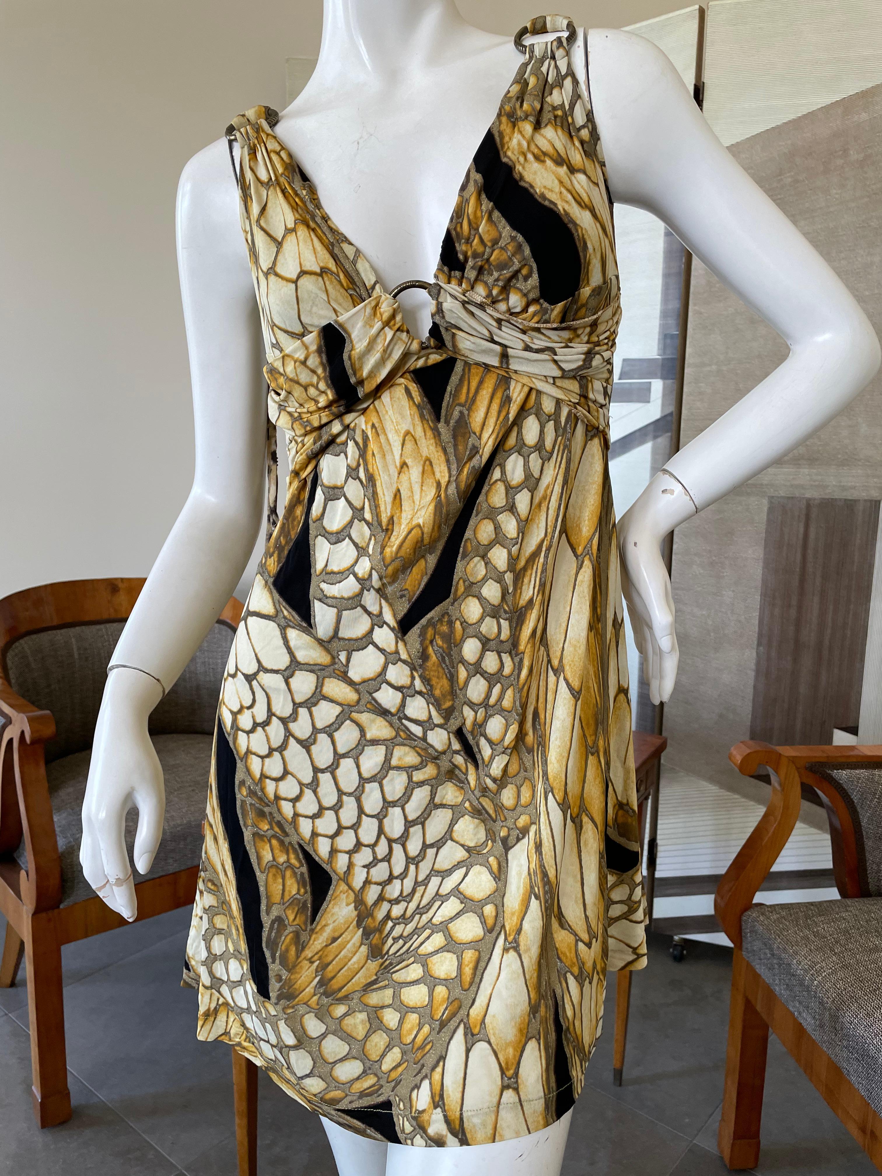 Roberto Cavalli for Just Cavalli Snake Print Dress with Brass 